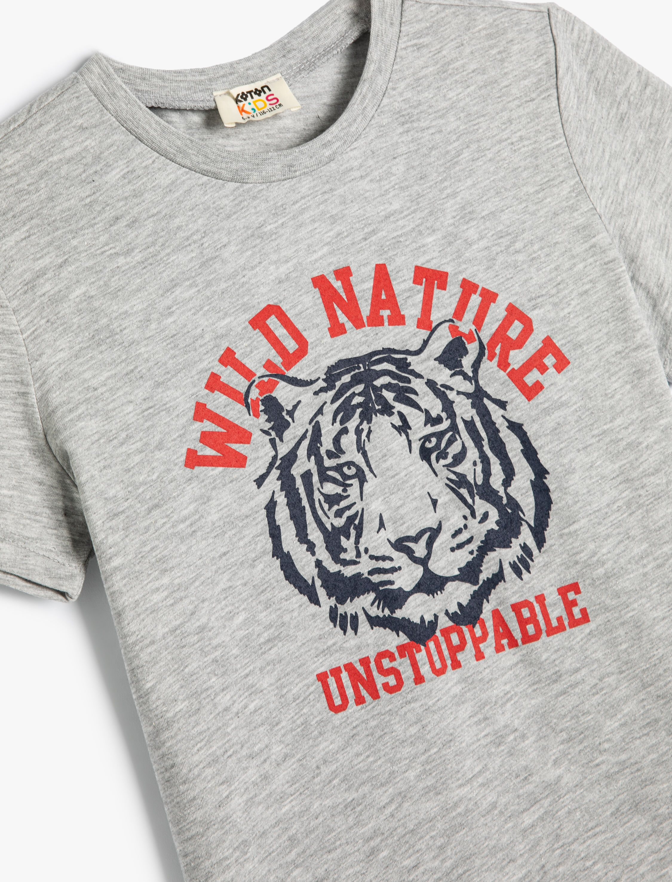  Erkek Çocuk Tişört Kaplan Baskılı Kısa Kollu Bisiklet Yaka