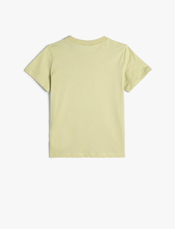 Erkek Çocuk Tişört Dinozor Baskılı Kısa Kollu Bisiklet Yaka Pamuklu