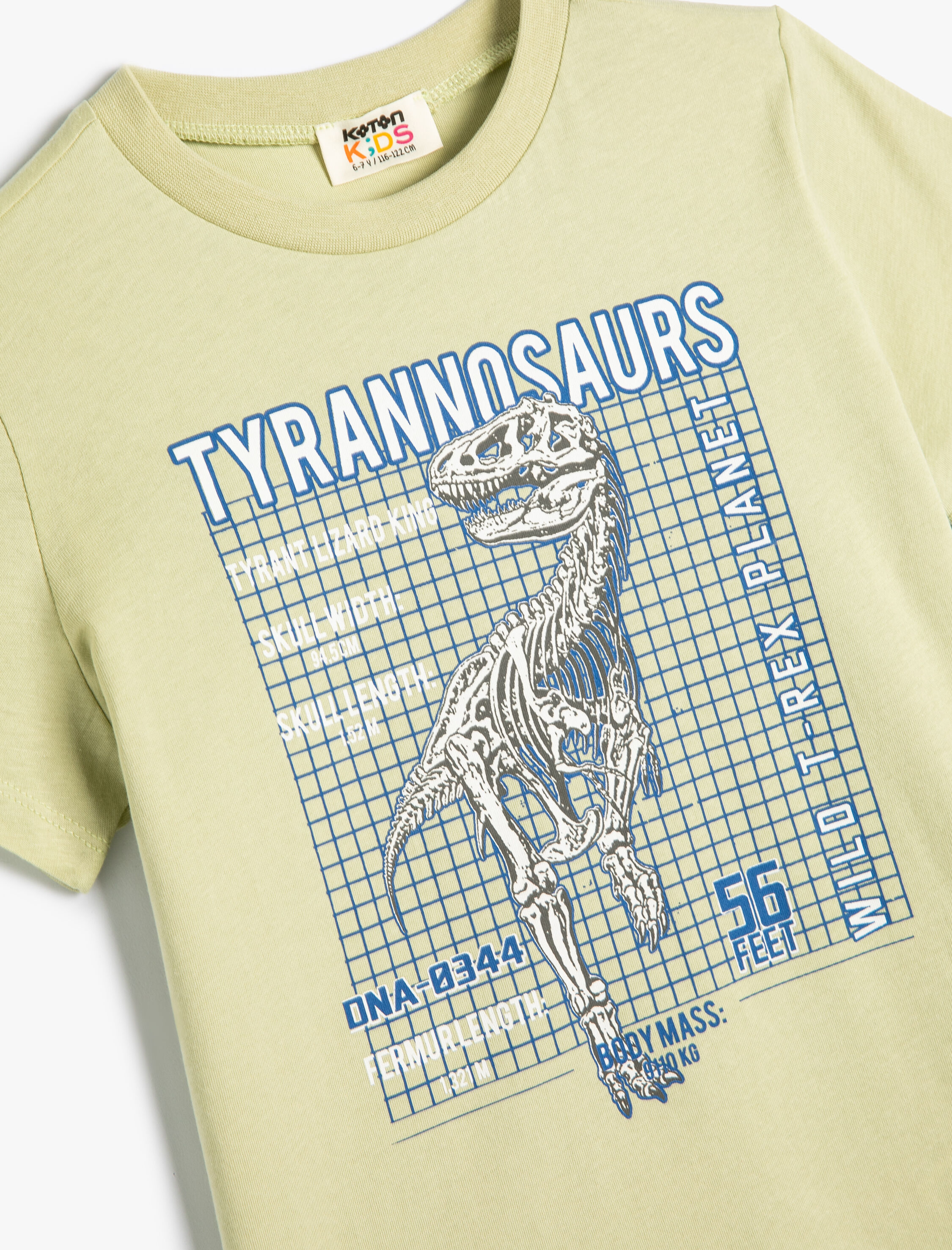  Erkek Çocuk Tişört Dinozor Baskılı Kısa Kollu Bisiklet Yaka Pamuklu