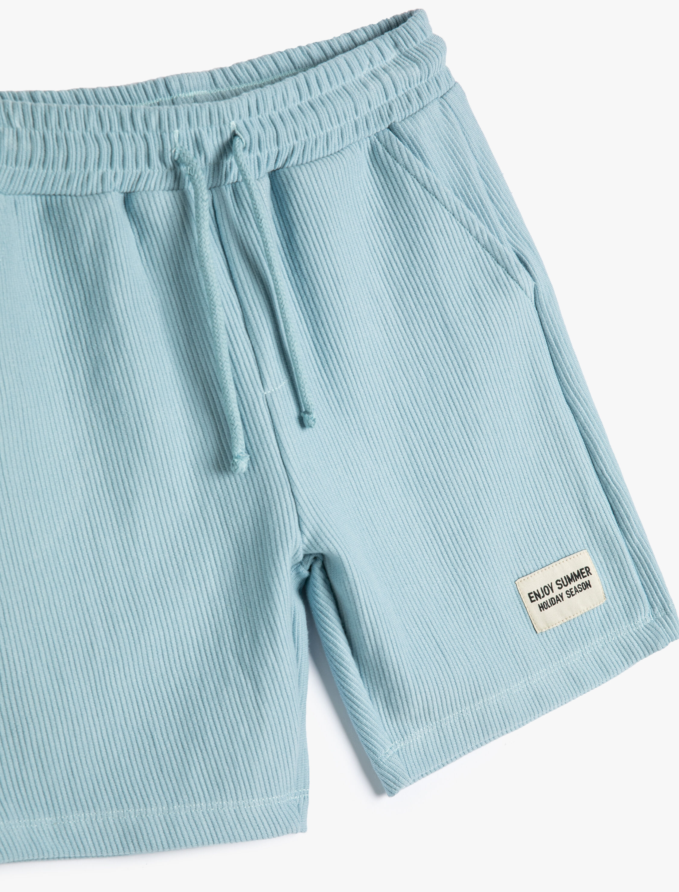  Erkek Çocuk Basic Şort Dokulu Cepli Beli Bağlamalı