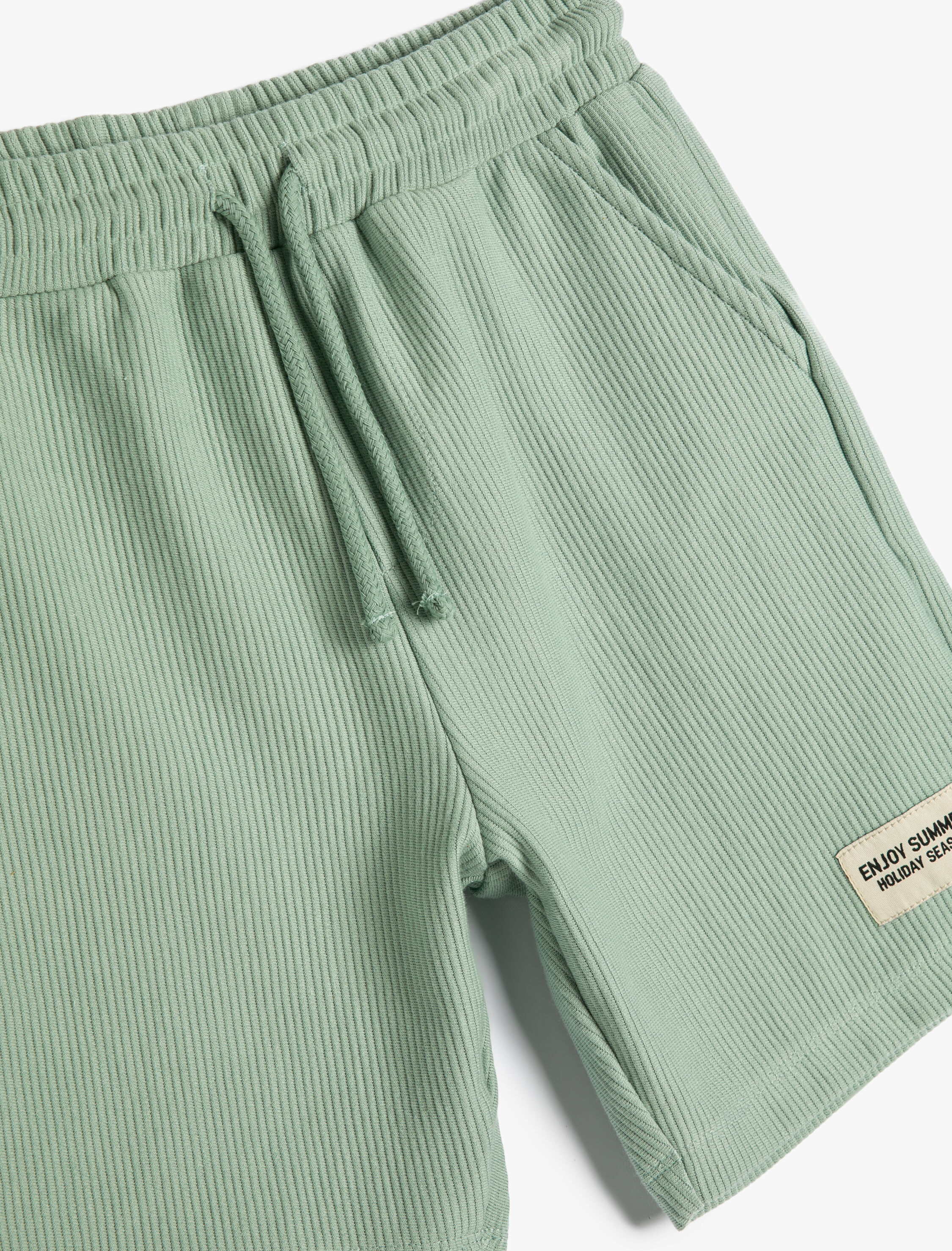  Erkek Çocuk Basic Şort Dokulu Cepli Beli Bağlamalı