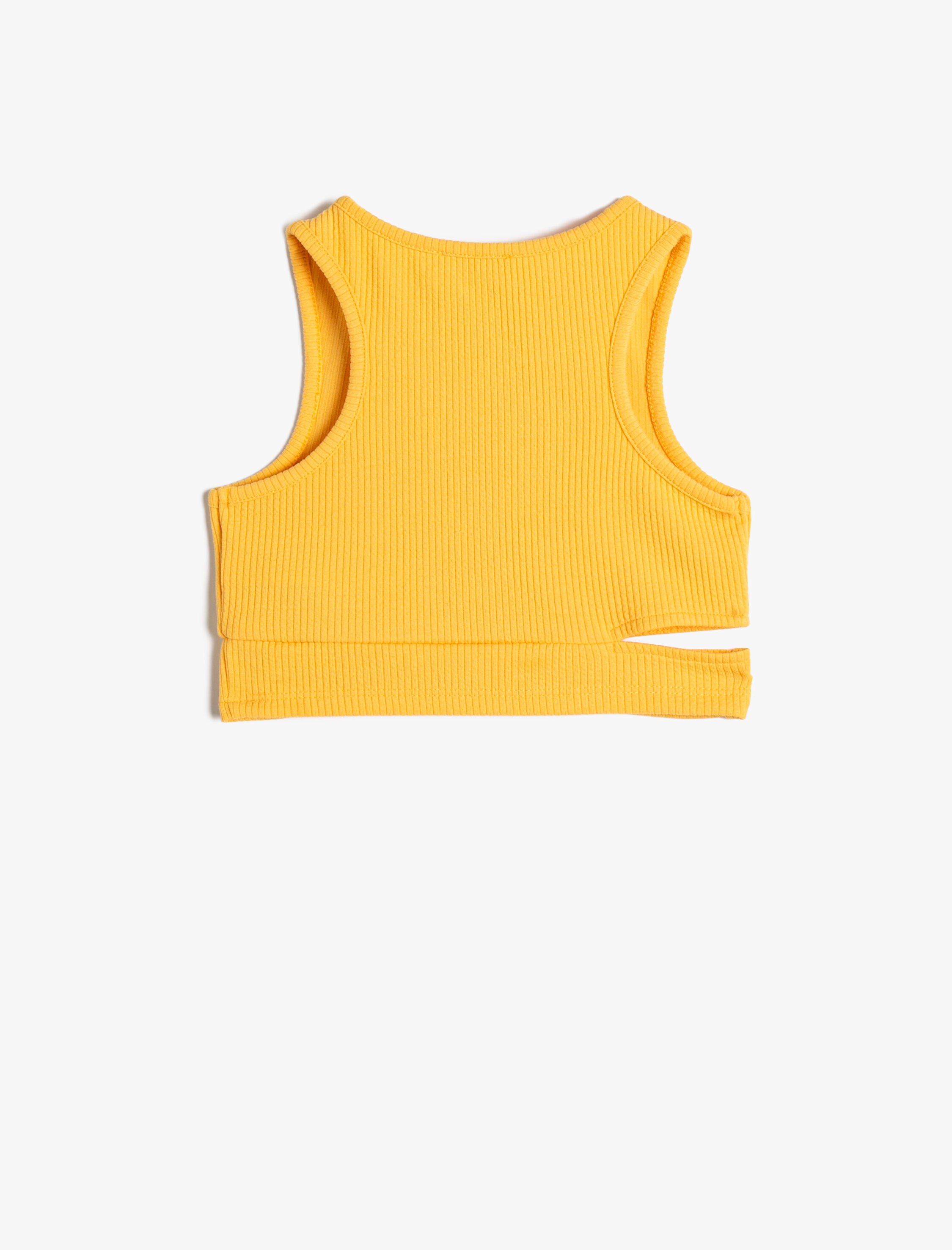  Kız Çocuk Basic Crop Atlet Kolsuz Pencere Detaylı Yuvarlak Yaka