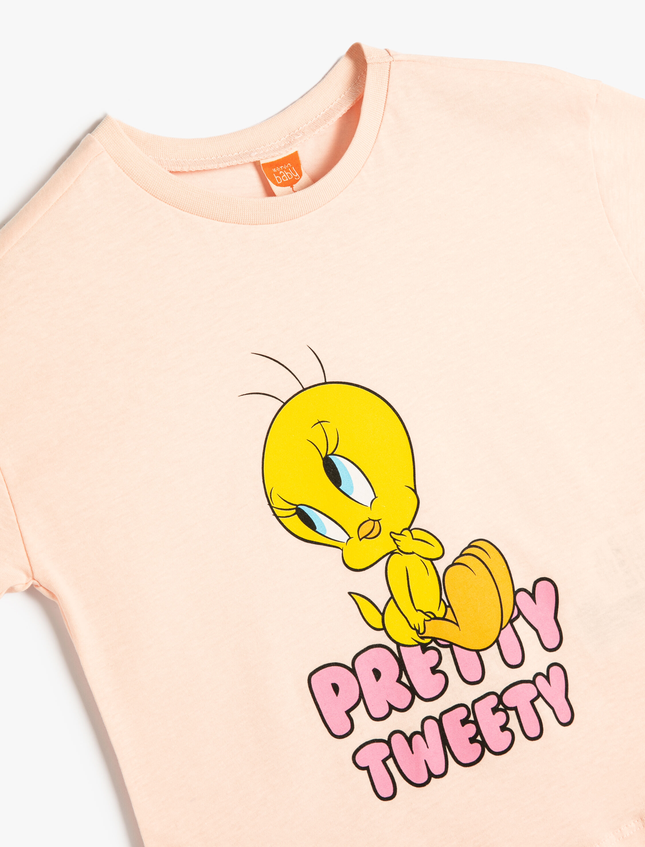  Kız Bebek Tweety Tişört Lisanslı Baskılı Kısa Kollu Pamuklu