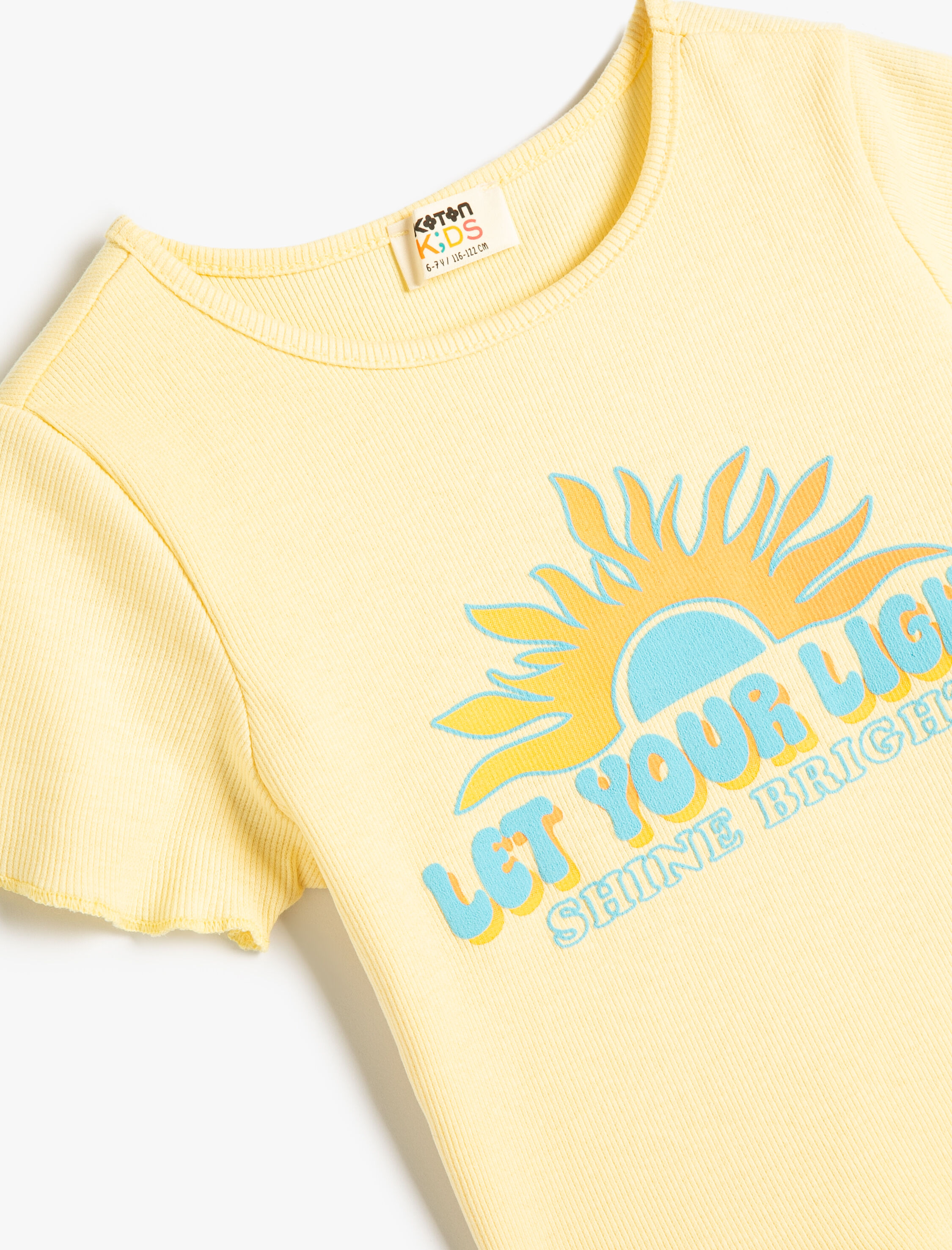  Kız Çocuk Crop Tişört Kısa Kollu Yaz Temalı Pamuklu