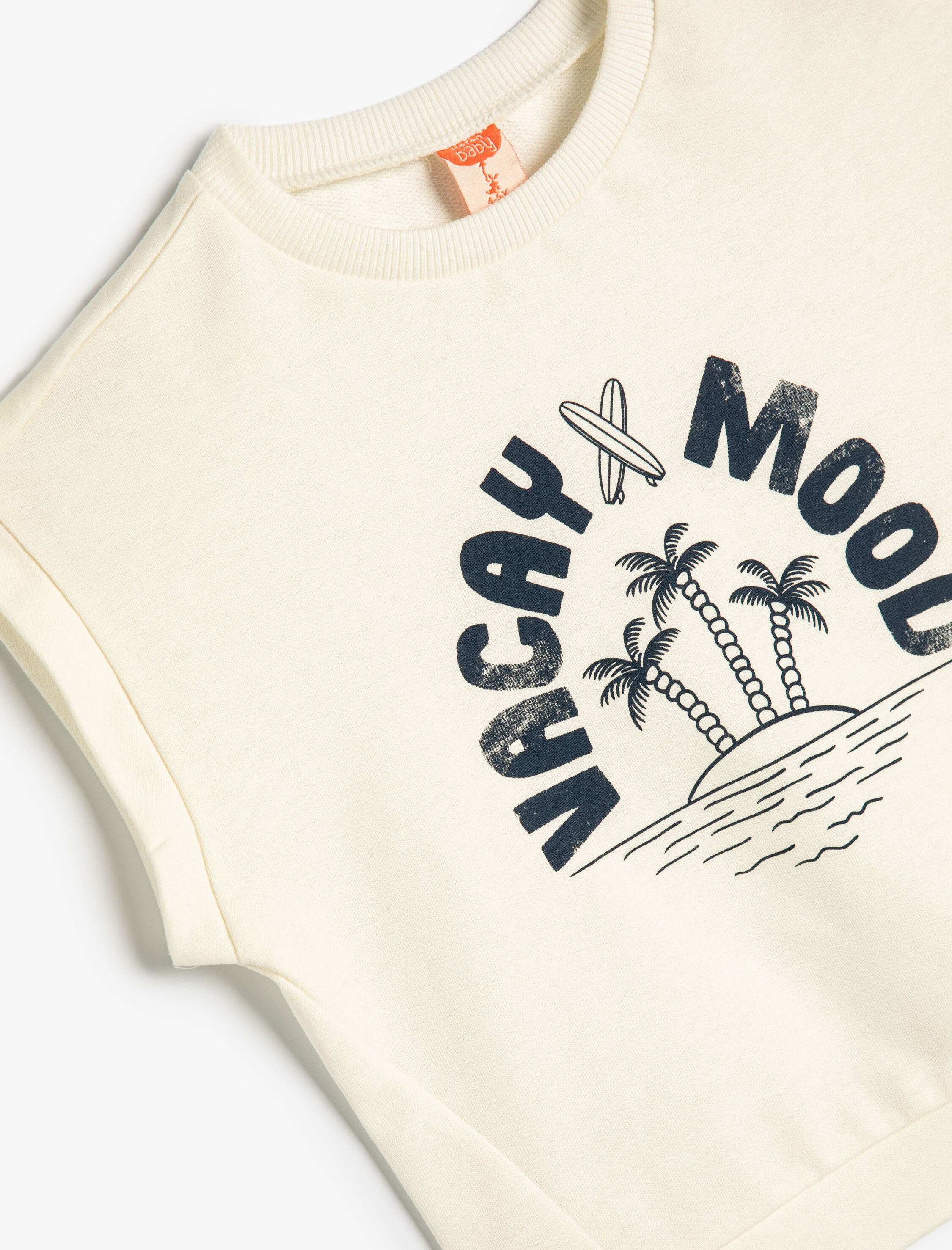  Erkek Bebek Sweatshirt Kolsuz Bisiklet Yaka Slogan Baskılı Pamuklu