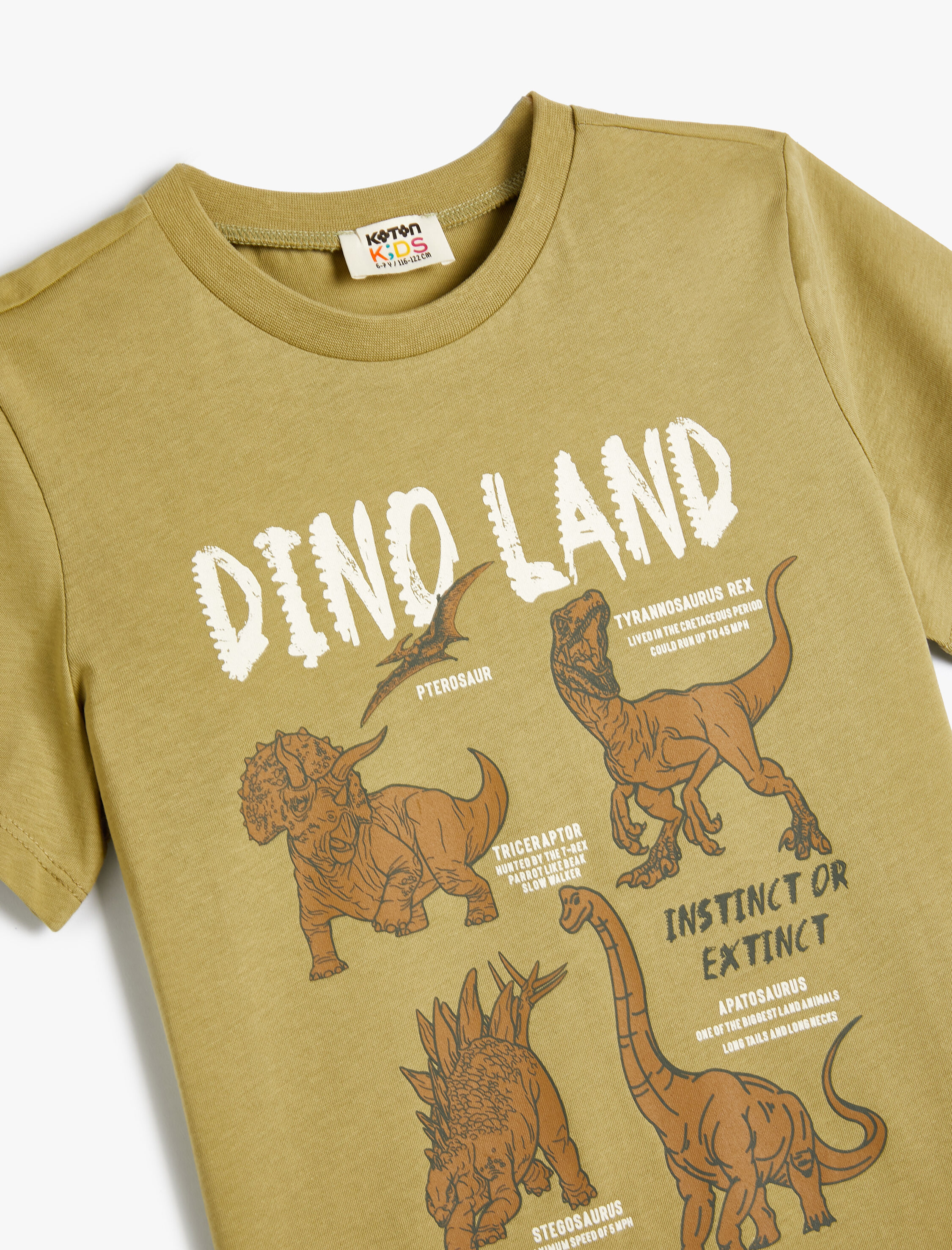 Erkek Çocuk Tişört Dinozor Baskılı Kısa Kollu Bisiklet Yaka Pamuklu