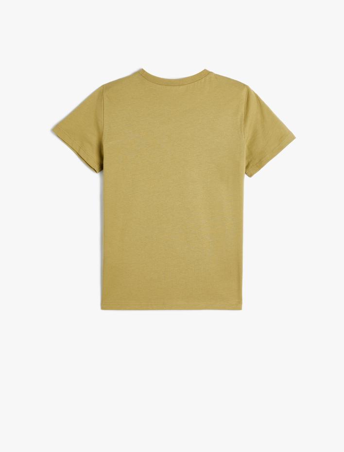 Erkek Çocuk Tişört Dinozor Baskılı Kısa Kollu Bisiklet Yaka Pamuklu