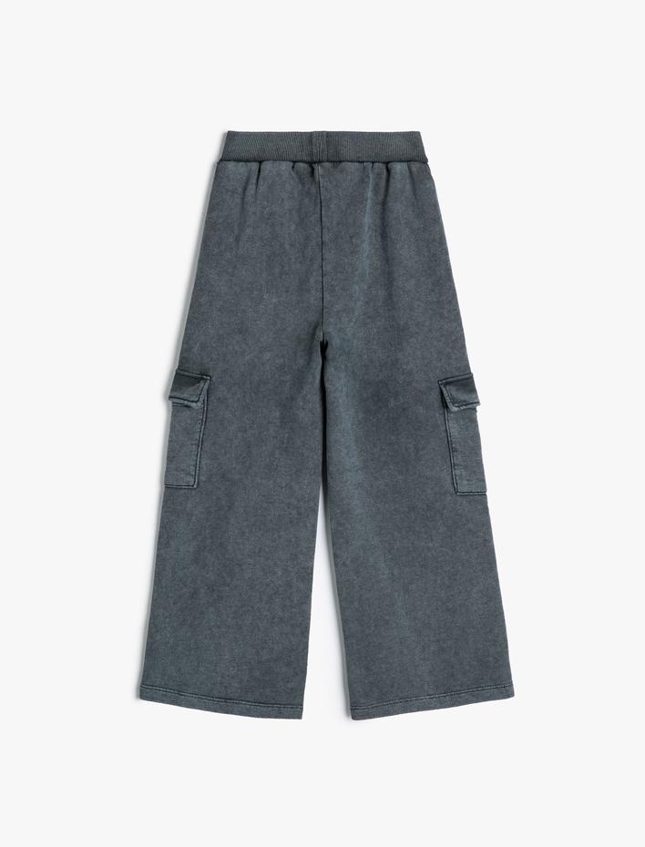 Kız Çocuk Kargo Pantolon Geniş Paça Pamuklu