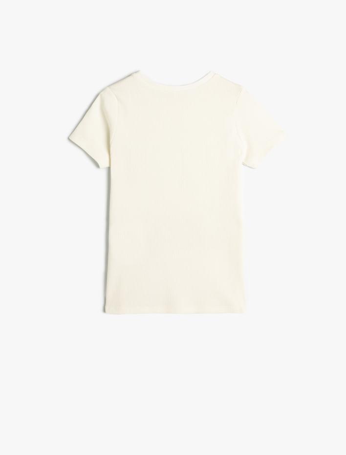 Kız Çocuk Crop Tişört Anime Baskılı Kısa Kollu Pamuklu