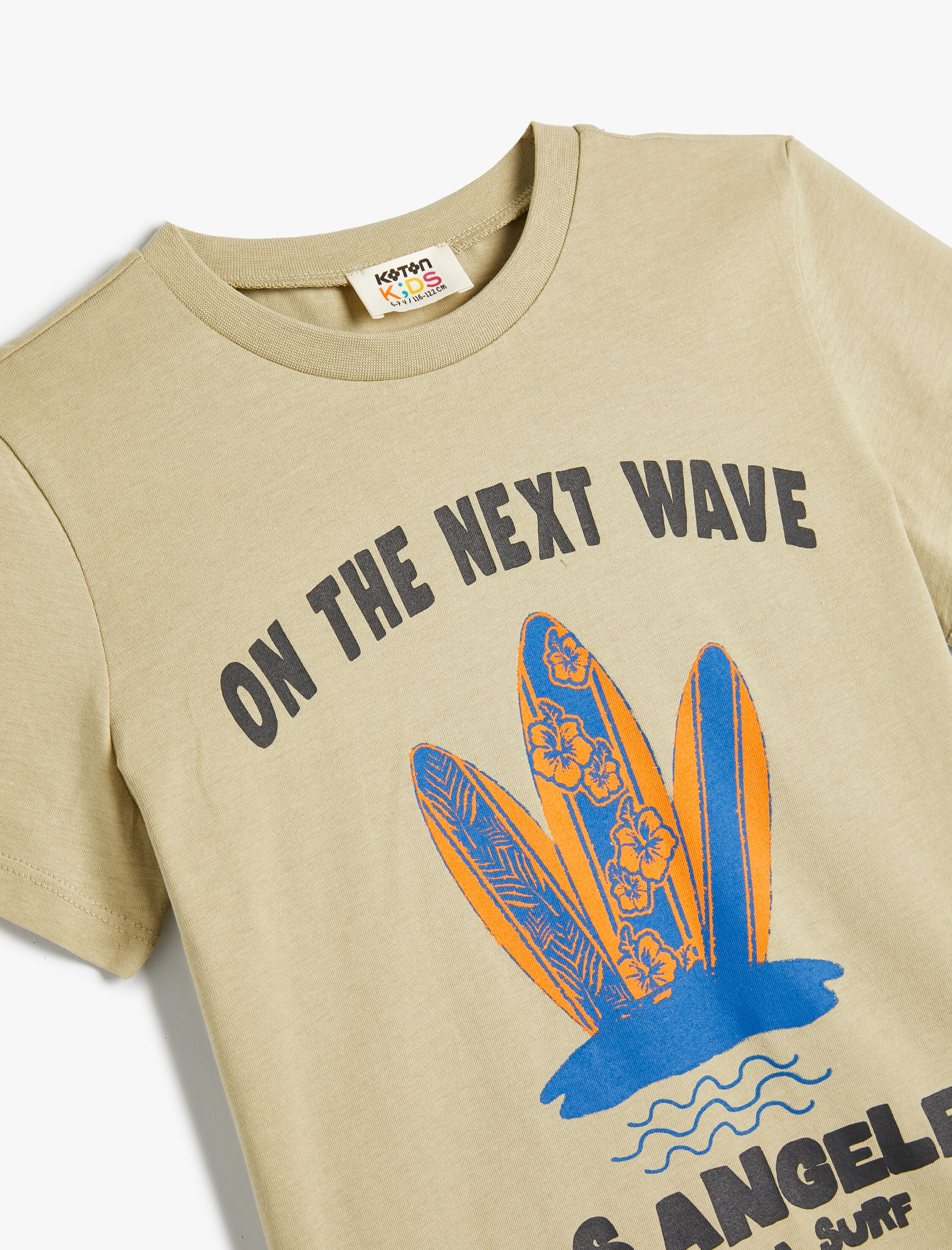  Erkek Çocuk Tişört Los Angeles Baskılı Kısa Kollu Bisiklet Yaka Pamuklu