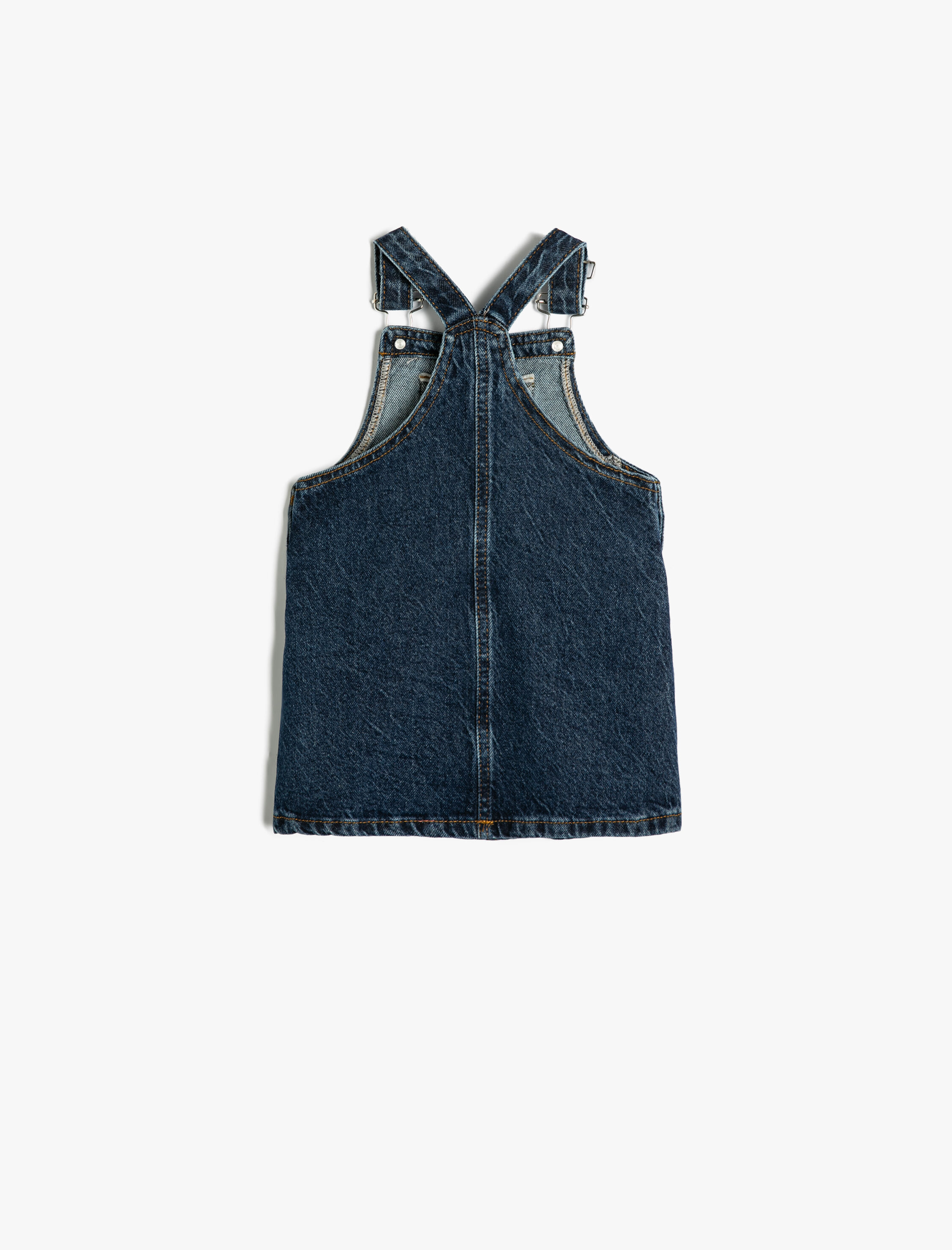  Kız Bebek Kot Elbise Salopet Cepli Düğmeli Pamuklu