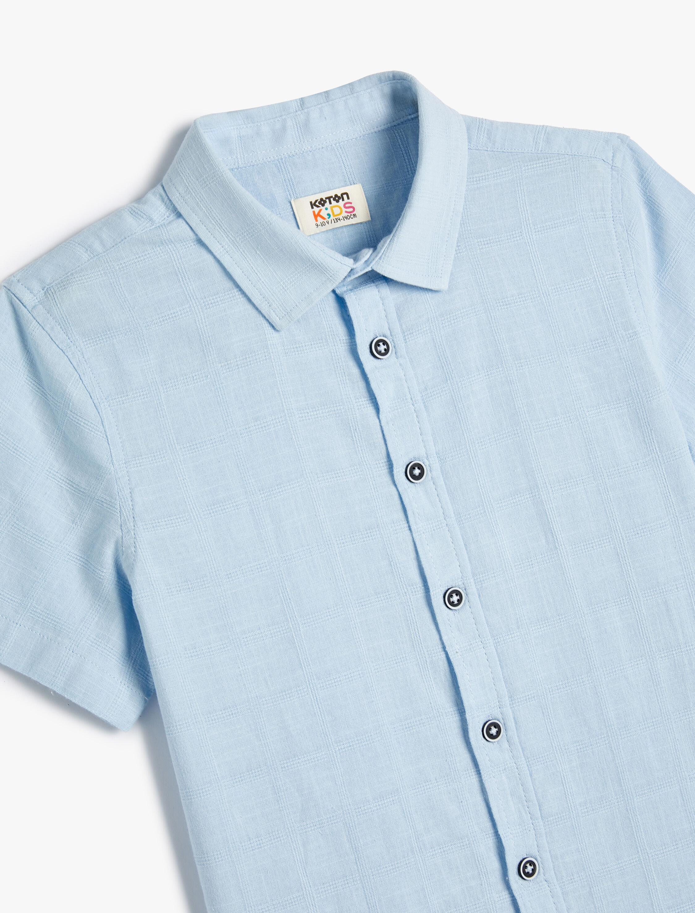  Erkek Çocuk Kısa Kollu Gömlek Pamuklu Dokulu