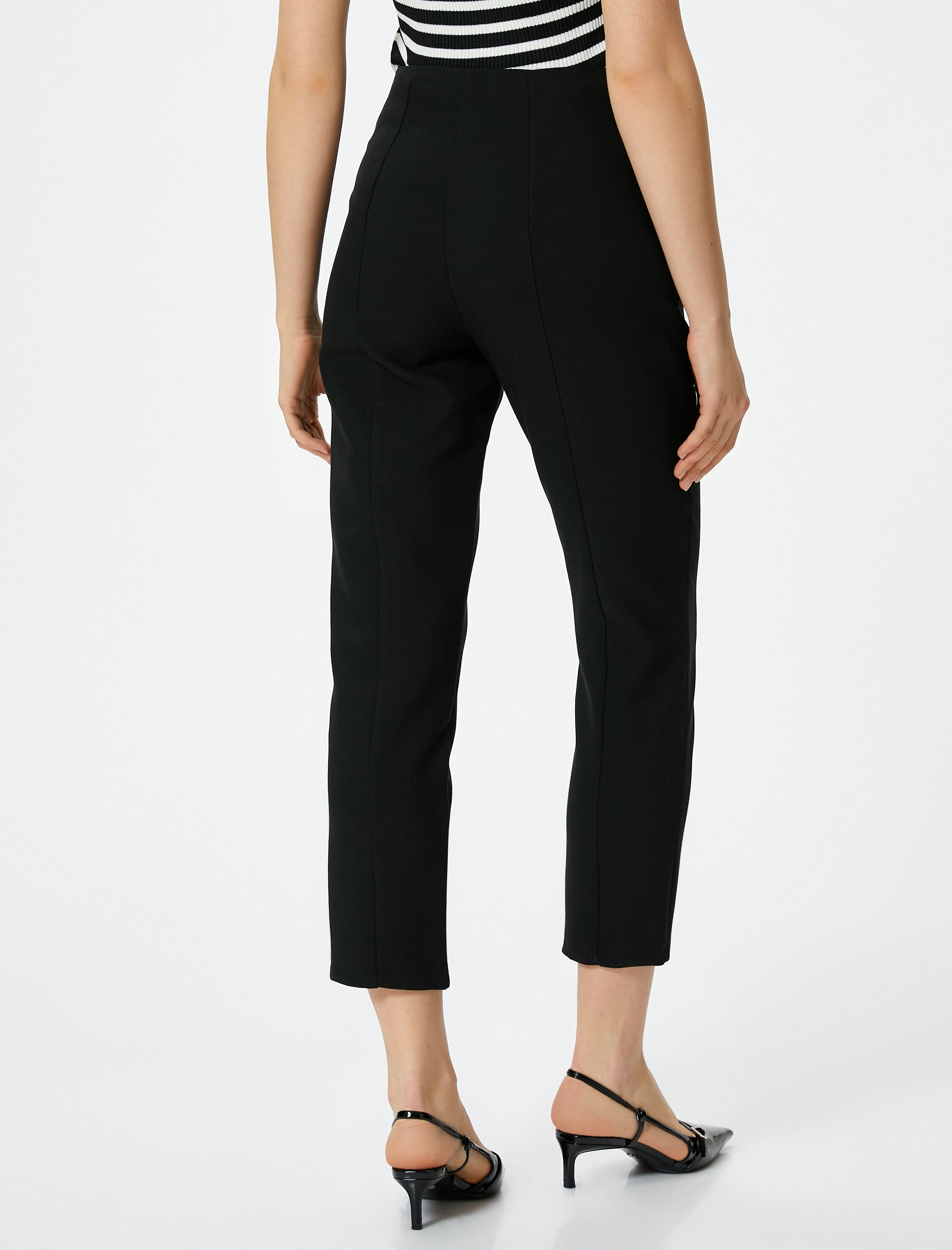   Cigarette Kumaş Pantolon Yüksek Bel Fleto Cepli