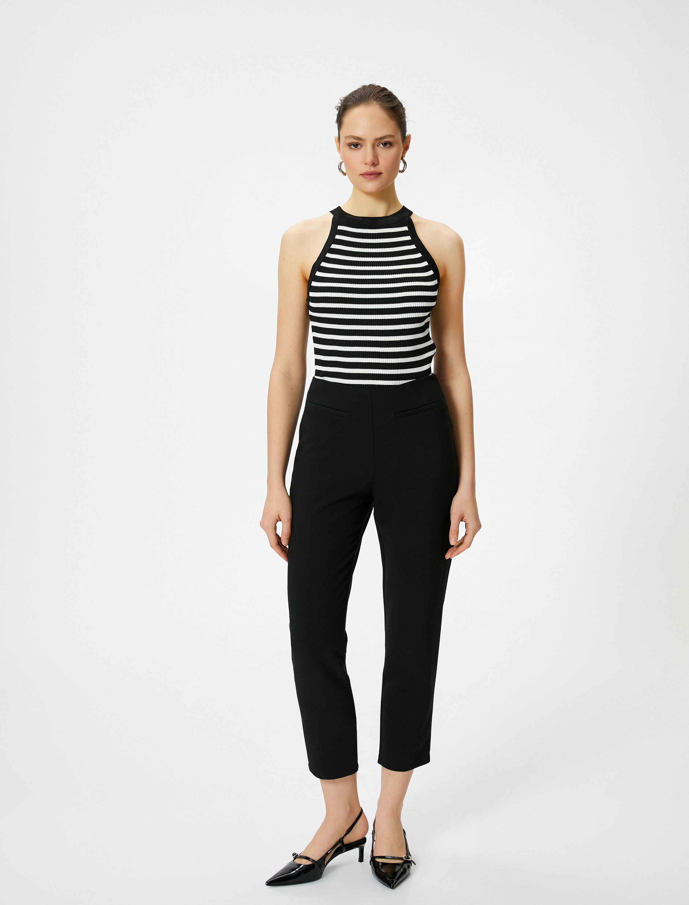   Cigarette Kumaş Pantolon Yüksek Bel Fleto Cepli