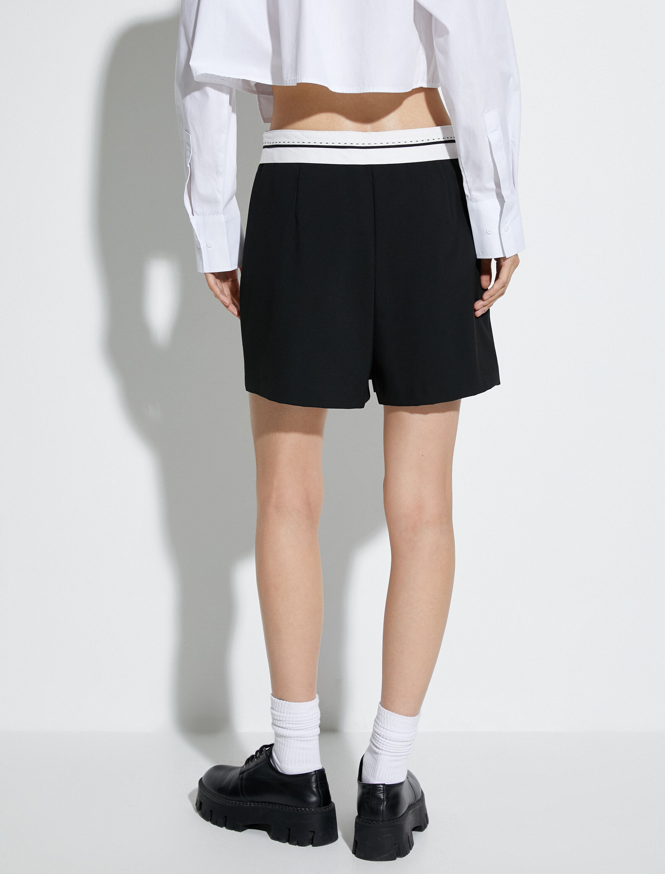   Mini Şort Etek Bel Detaylı Fermuarlı