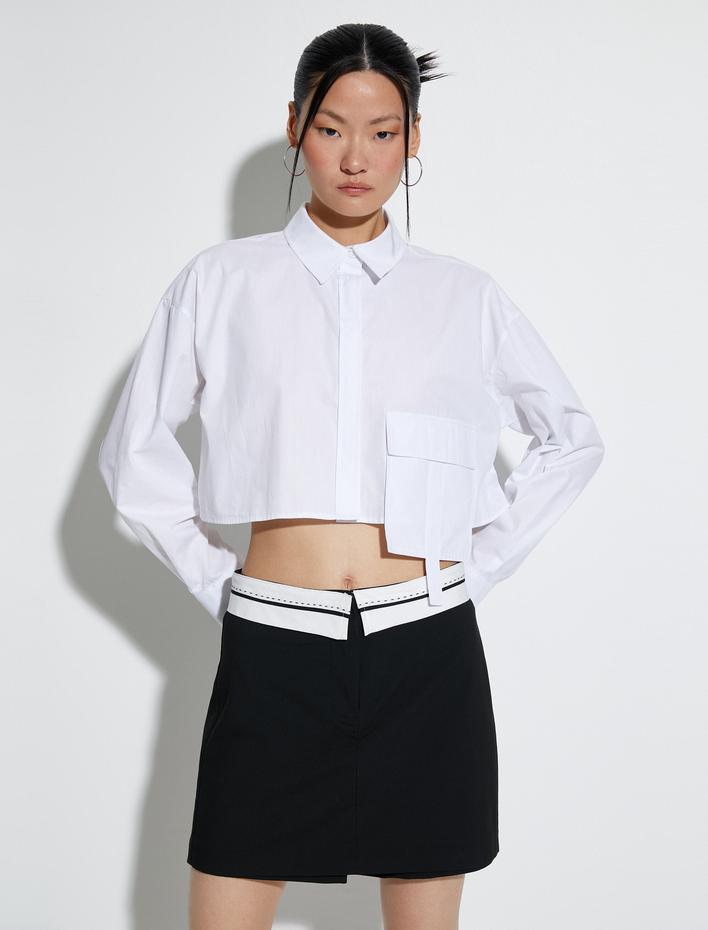  Mini Şort Etek Bel Detaylı Fermuarlı