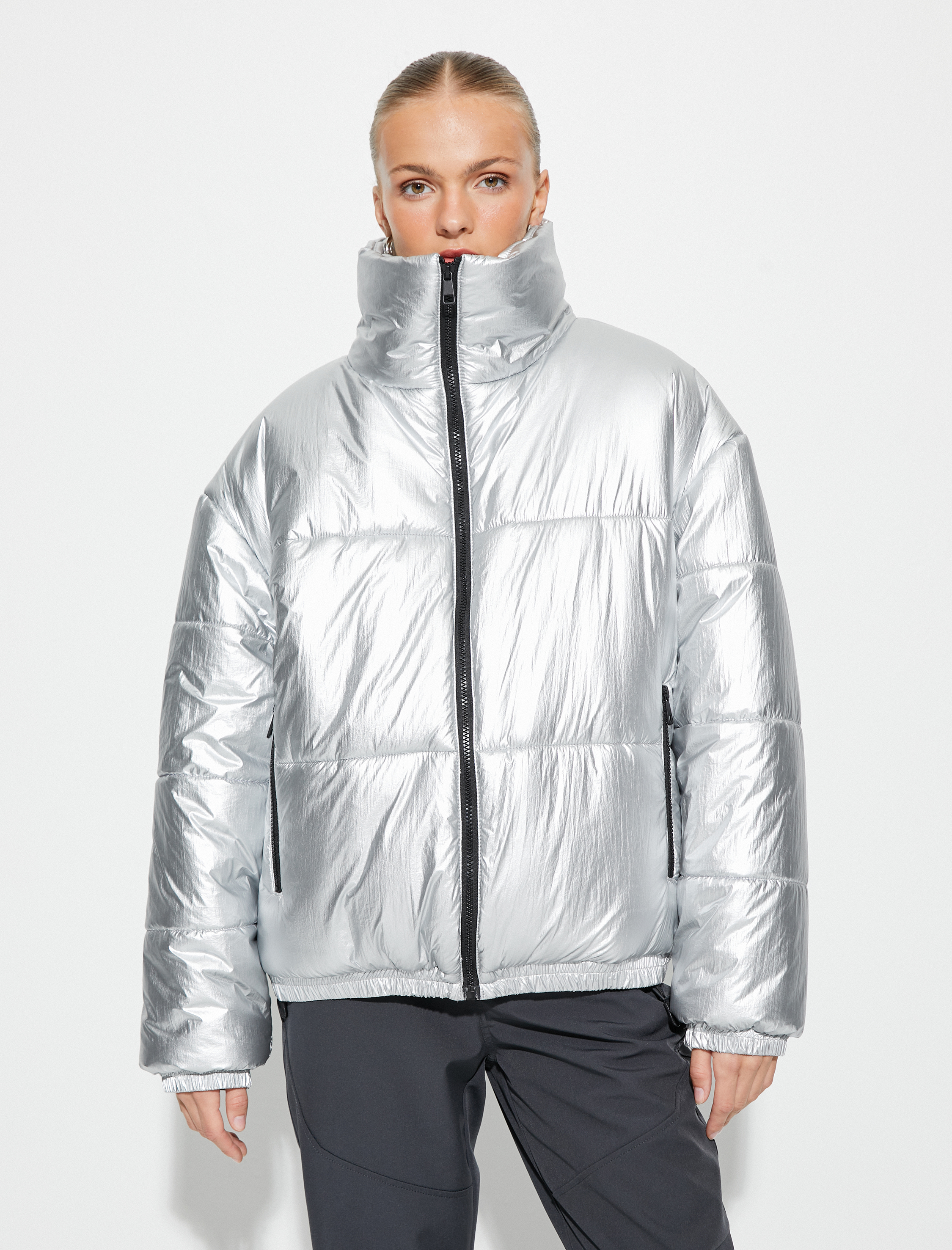   Outdoor Mont Dik Yaka Metalik Fermuarlı Cepli Su İtici