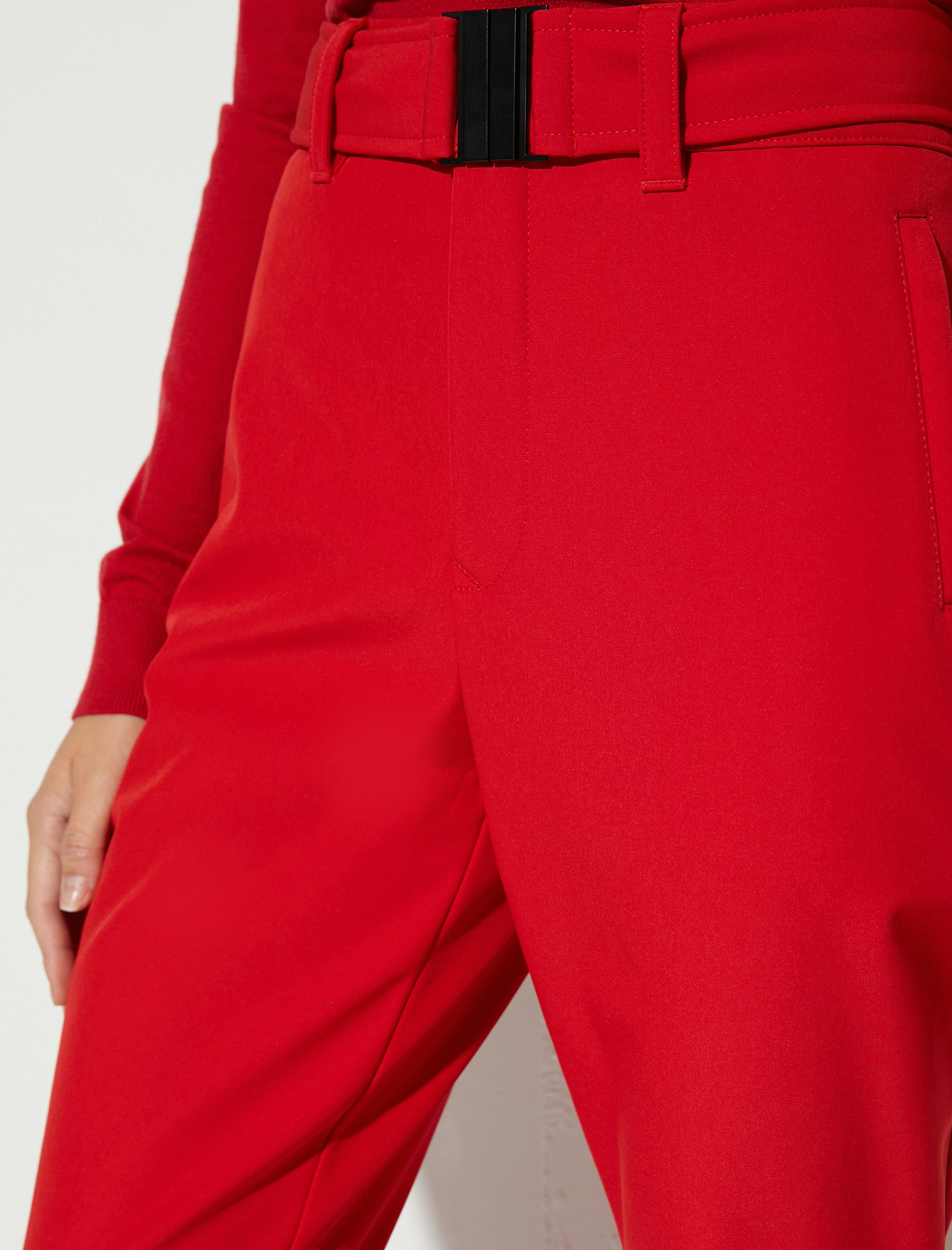   Kayak Pantolonu Kemer Detaylı Cepli Yüksek Bel