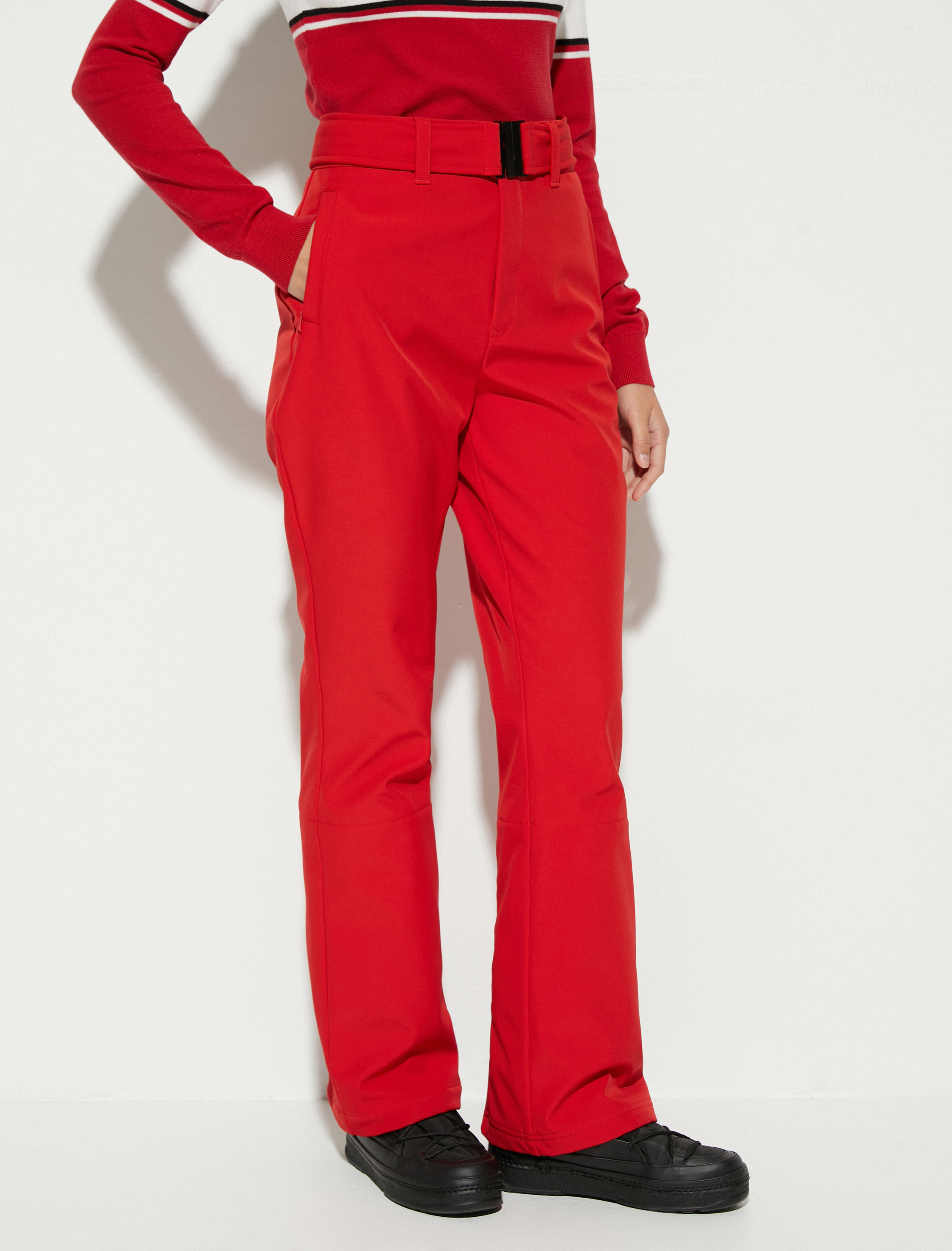   Kayak Pantolonu Kemer Detaylı Cepli Yüksek Bel