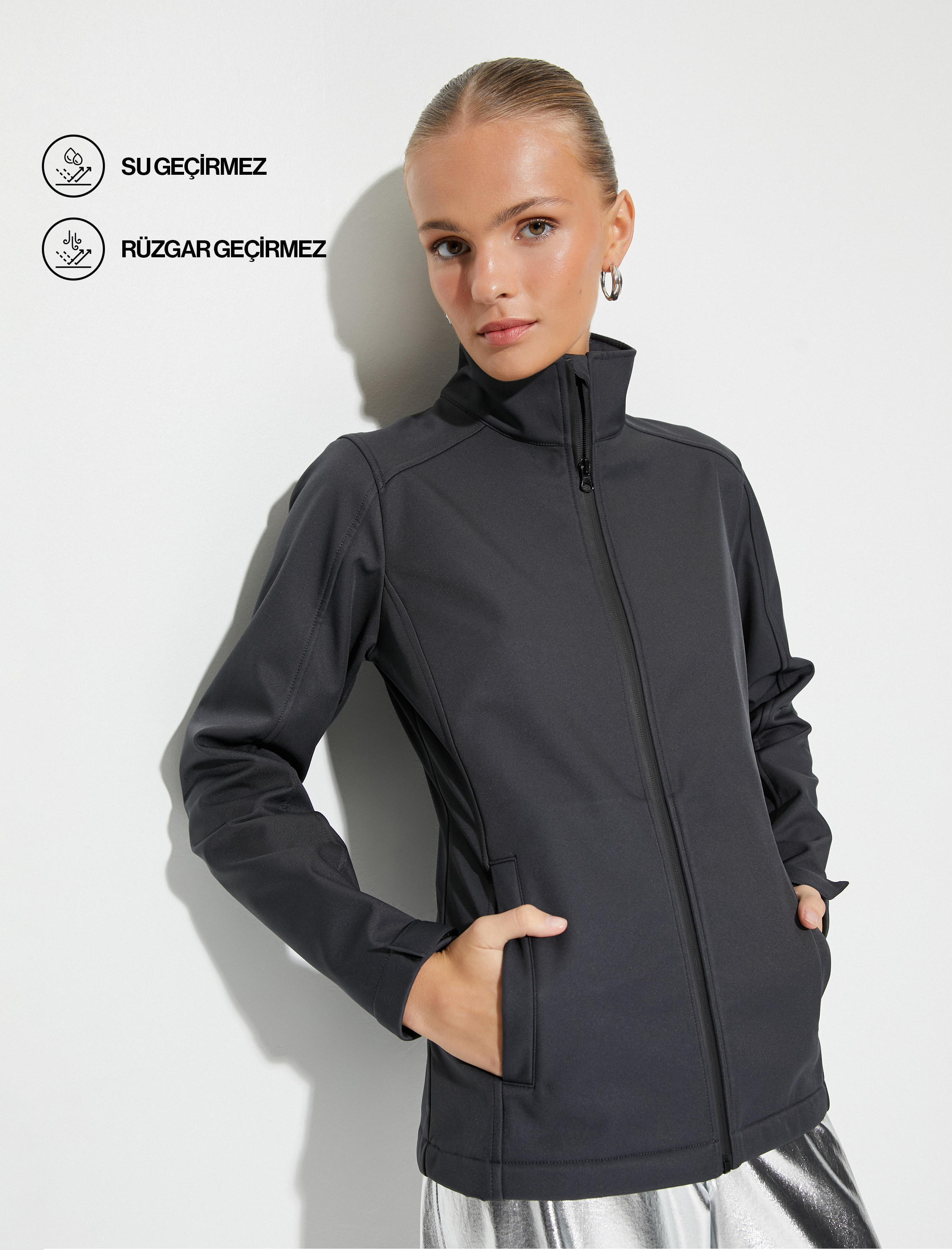   Outdoor Mont Dik Yaka Fermuarlı Cep Detaylı