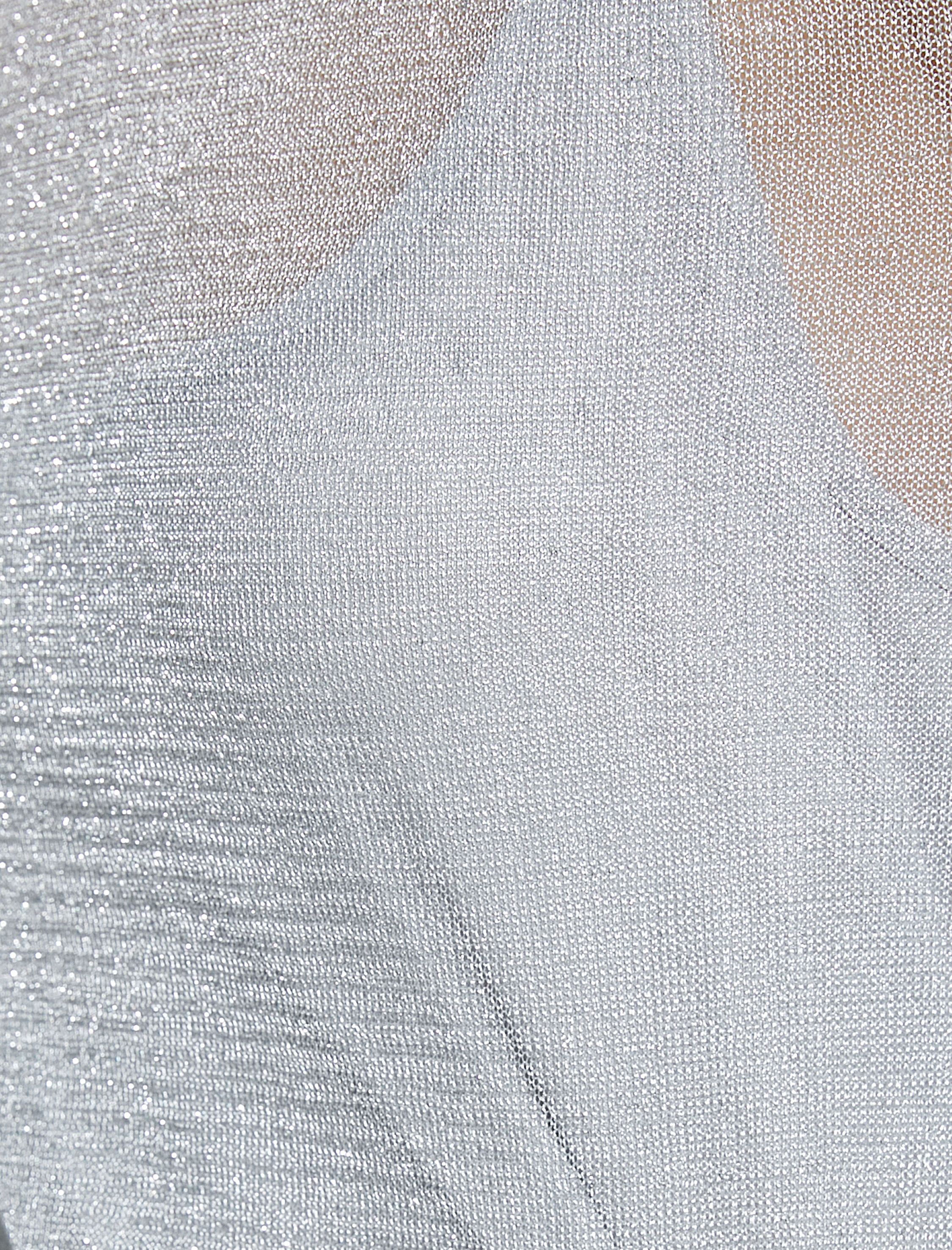   Midi Triko Elbise Metalik Simli Uzun Kollu Bisiklet Yaka