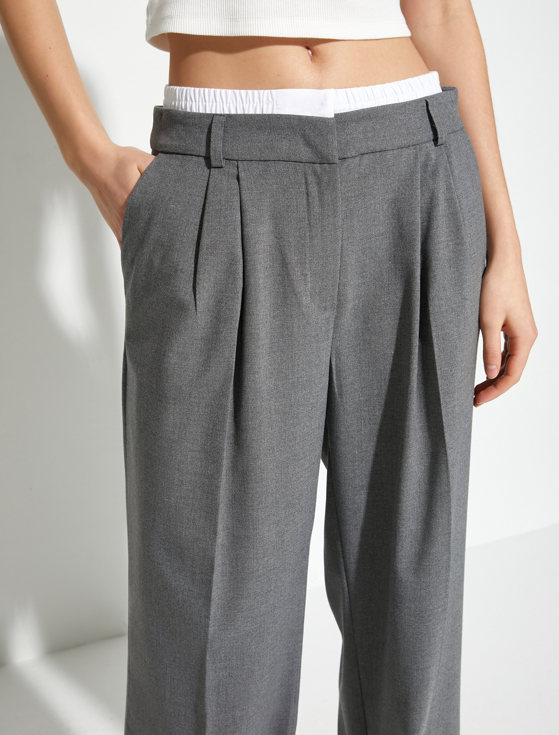   Palazzo Pantolon Bol Paça Beli Lastik Detaylı