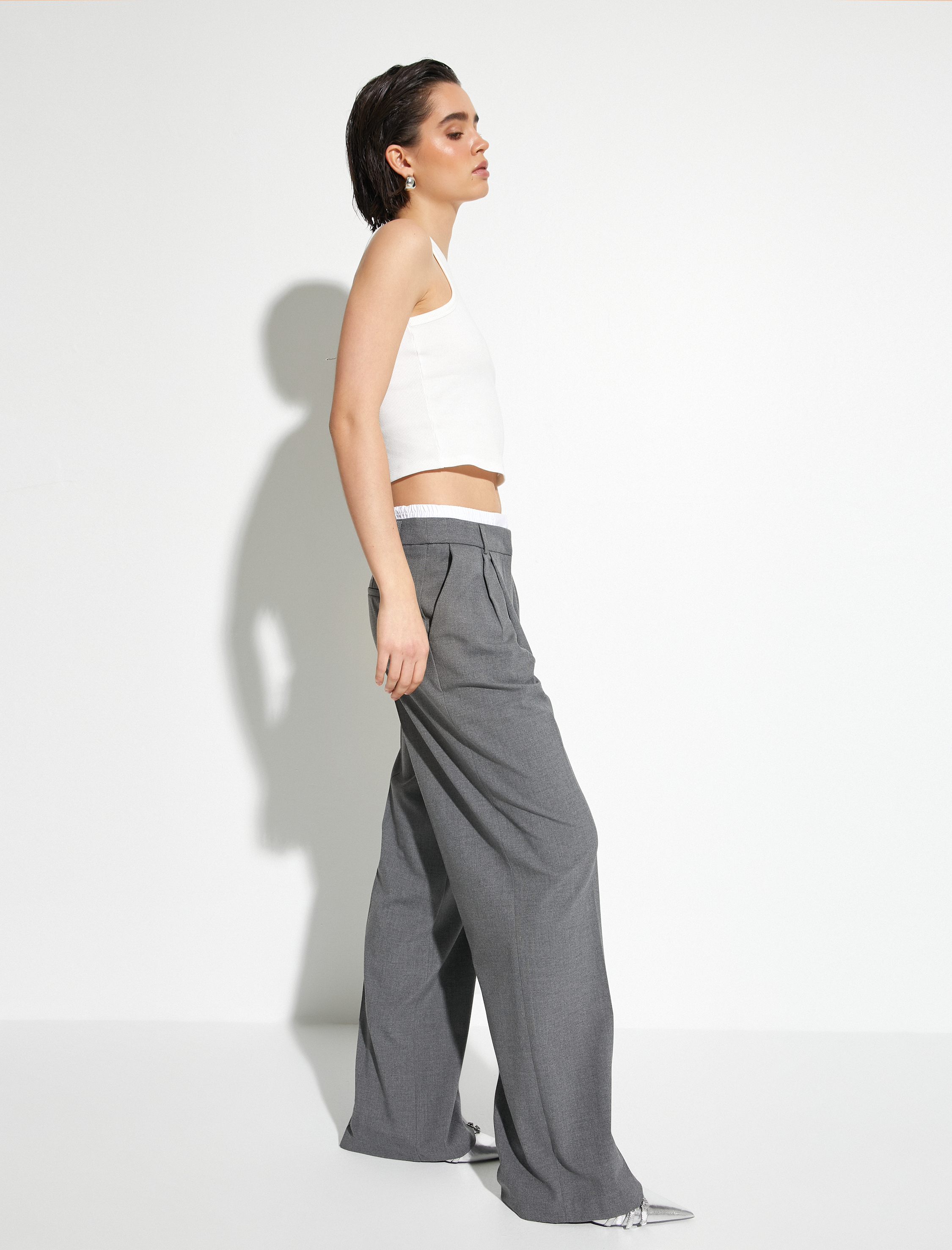   Palazzo Pantolon Bol Paça Beli Lastik Detaylı