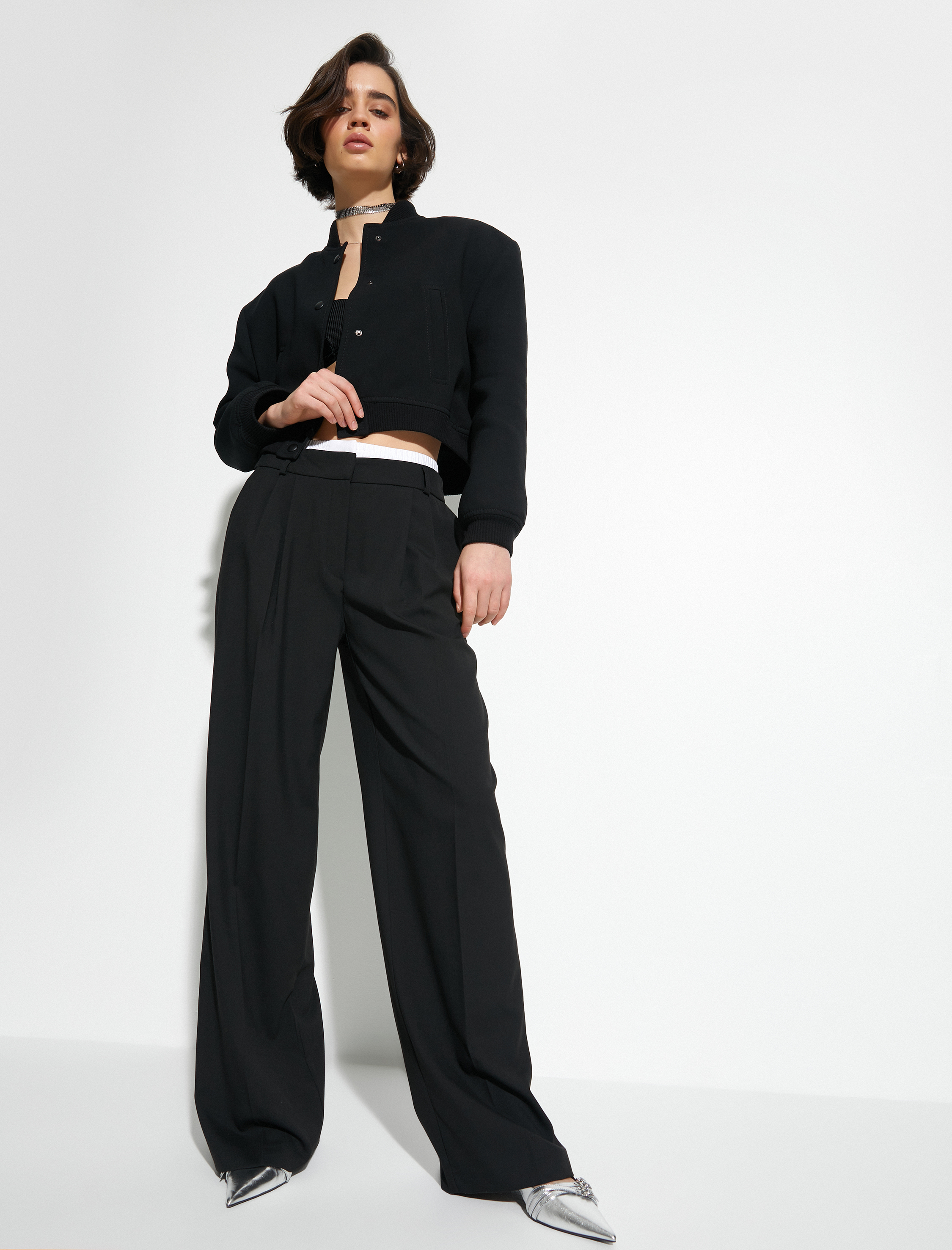   Palazzo Pantolon Bol Paça Beli Lastik Detaylı