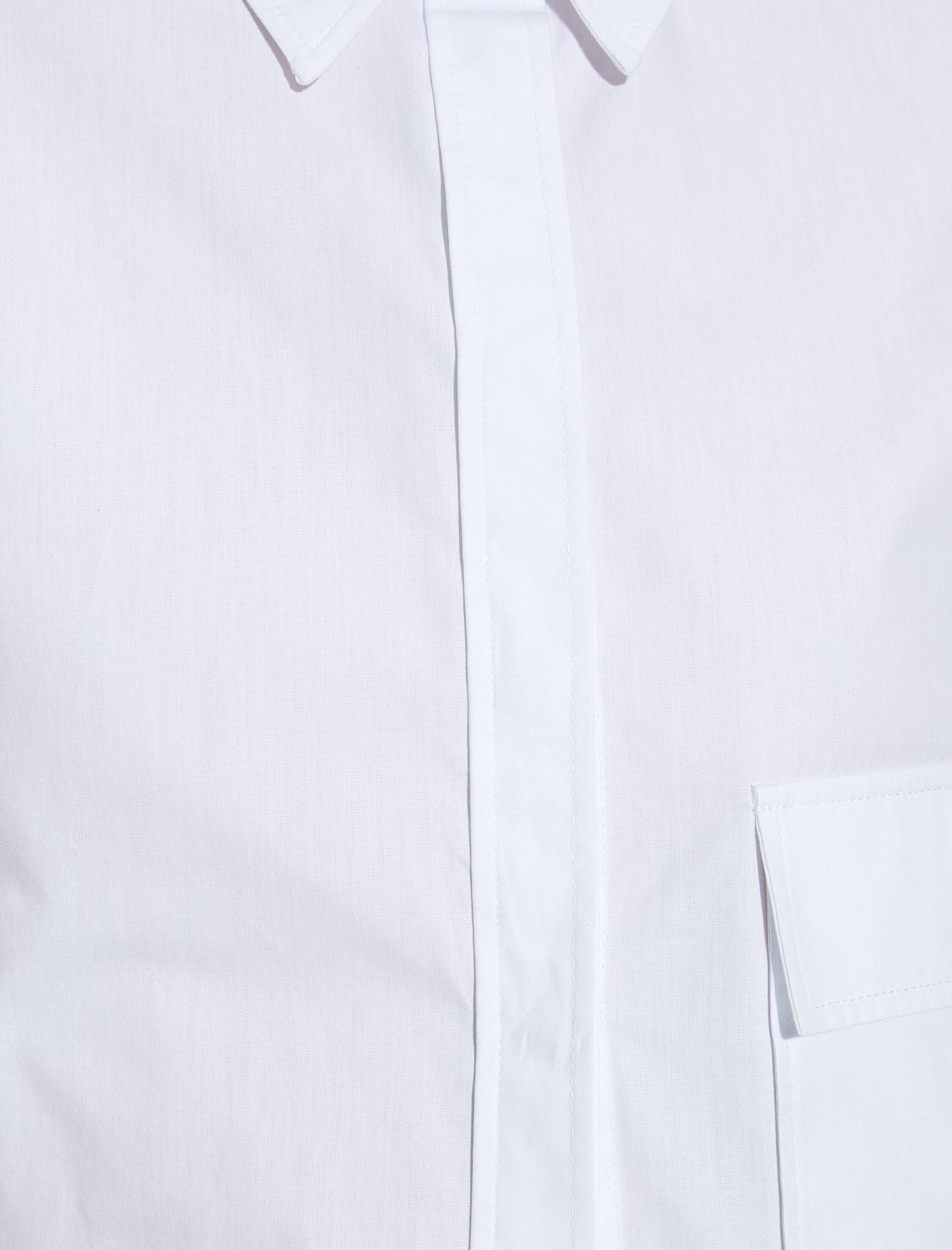   Crop Poplin Gömlek Kargo Cepli Düğmeli Uzun Kollu Pamuklu