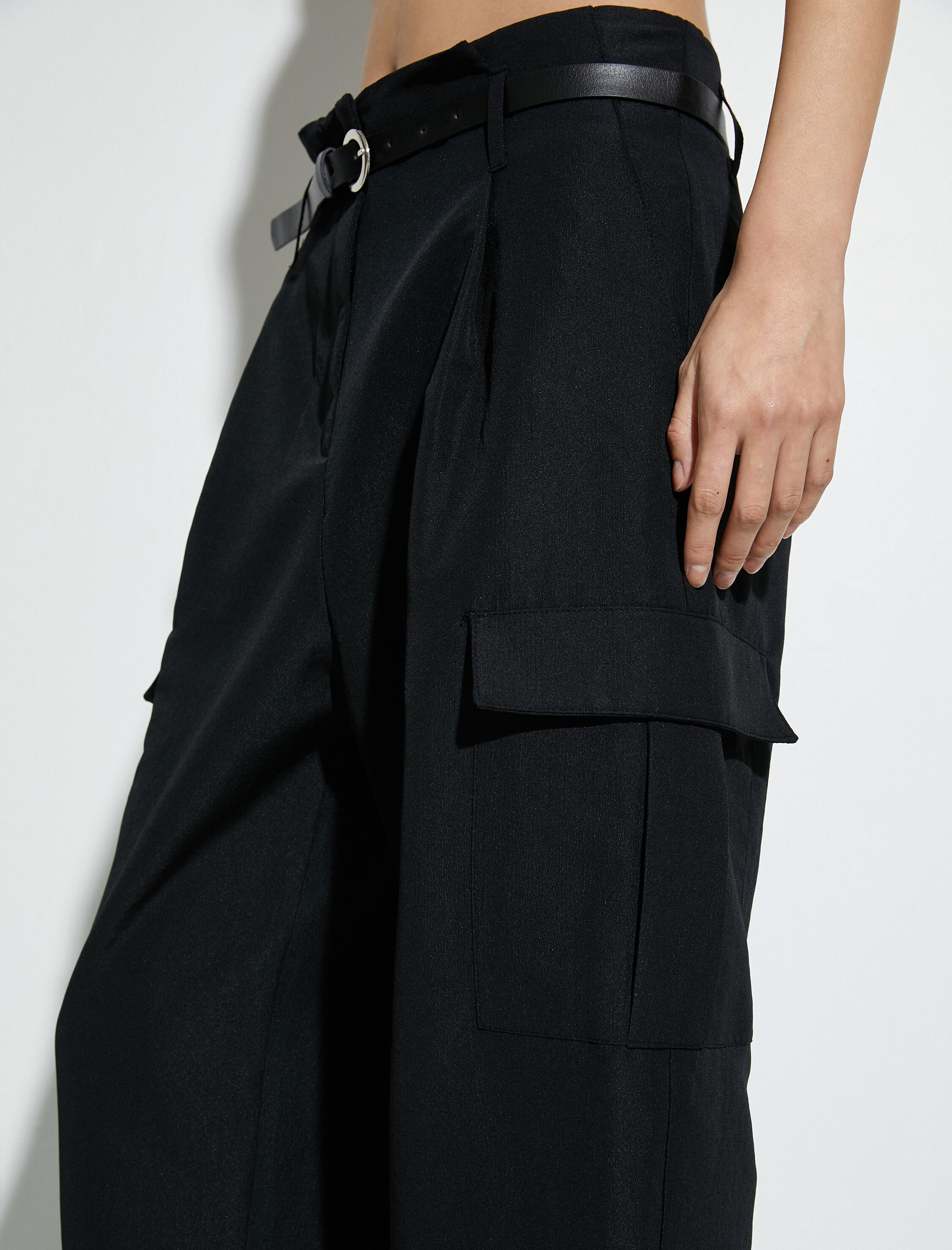   Barrel Fit Pantolon Yüksek Bel Rahat Kesim Kargo Cepli