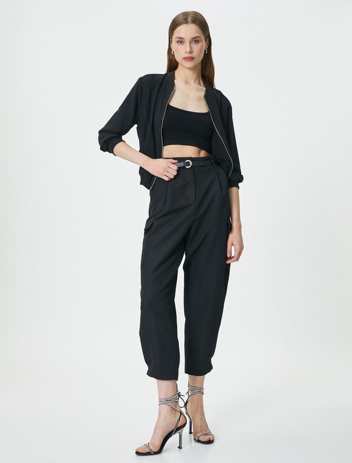  Barrel Fit Pantolon Yüksek Bel Rahat Kesim Kargo Cepli