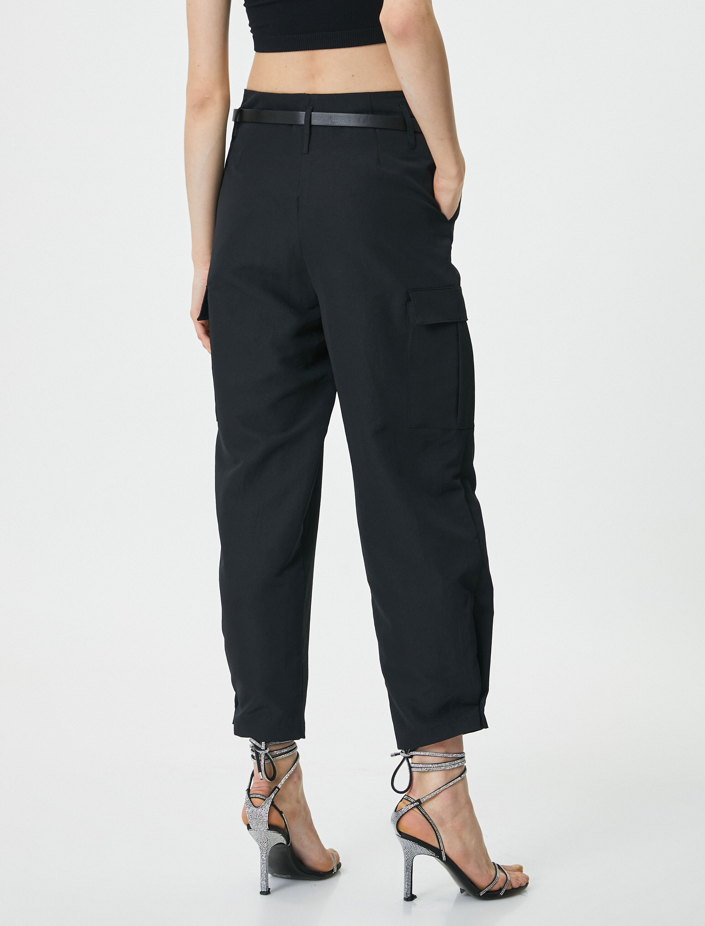   Barrel Fit Pantolon Yüksek Bel Rahat Kesim Kargo Cepli