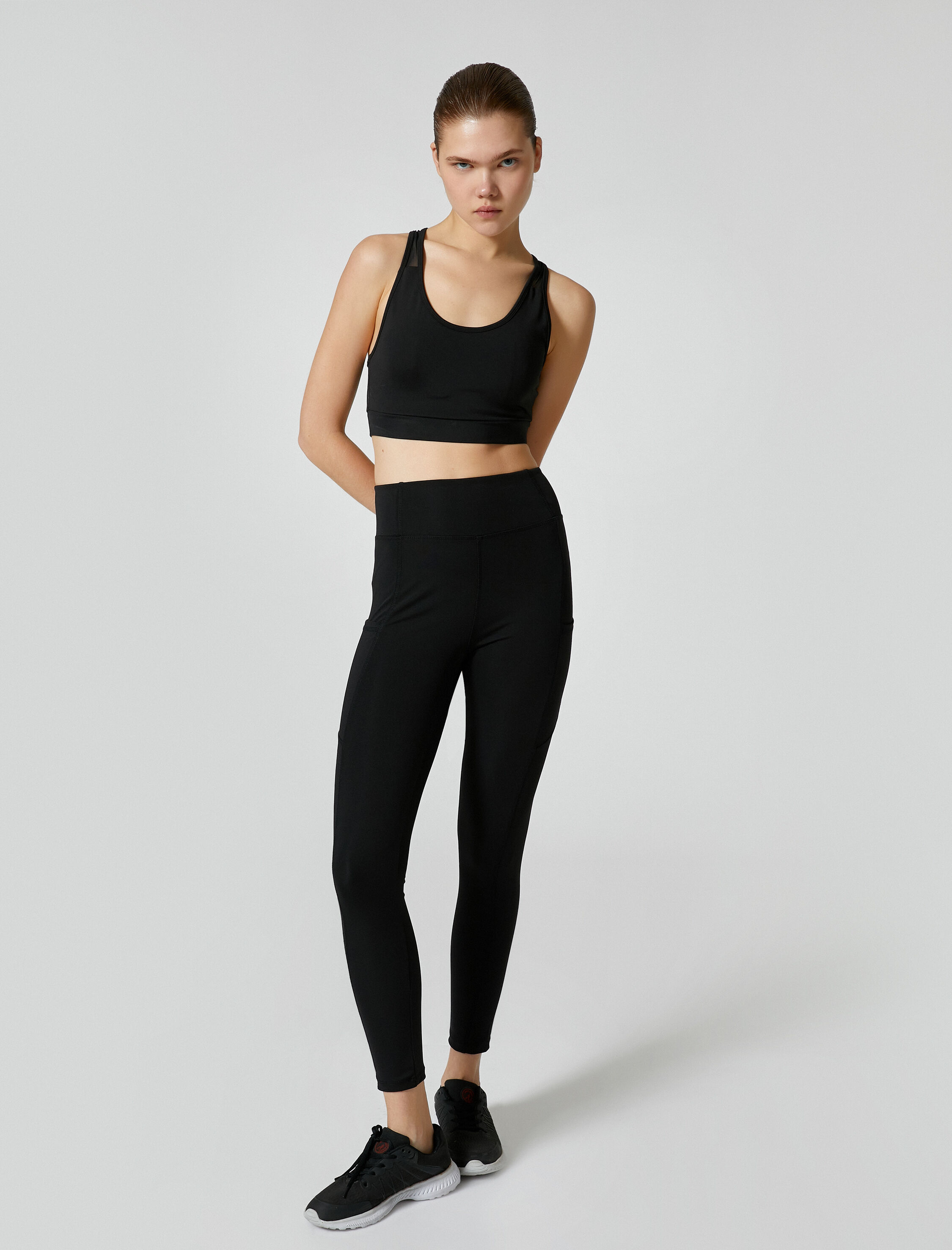   Cepli Spor Tayt Yüksek Bel Slim Fit