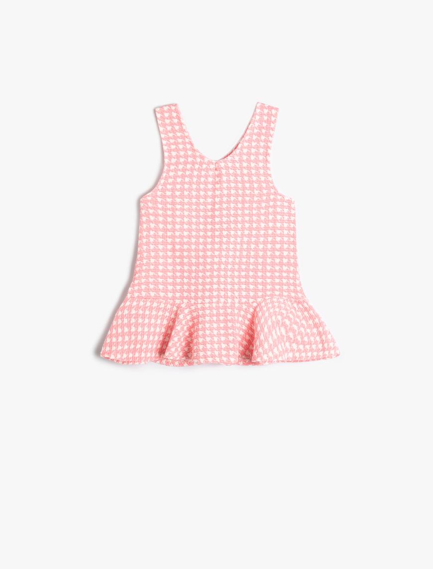  Kız Bebek Tüvit Salopet Elbise Cepli Fırfırlı
