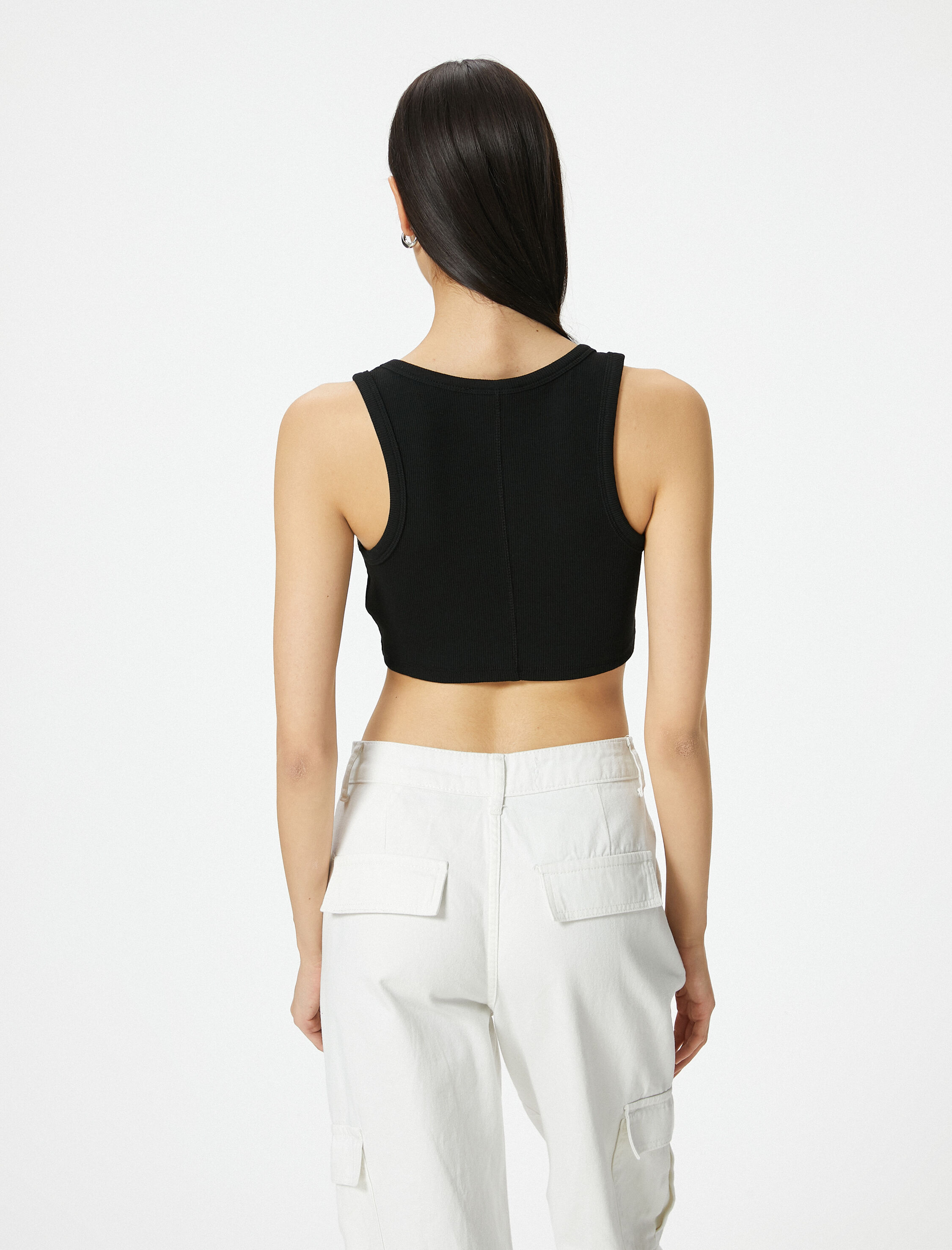   Crop Atlet Kalın Askılı U Yaka Fitilli