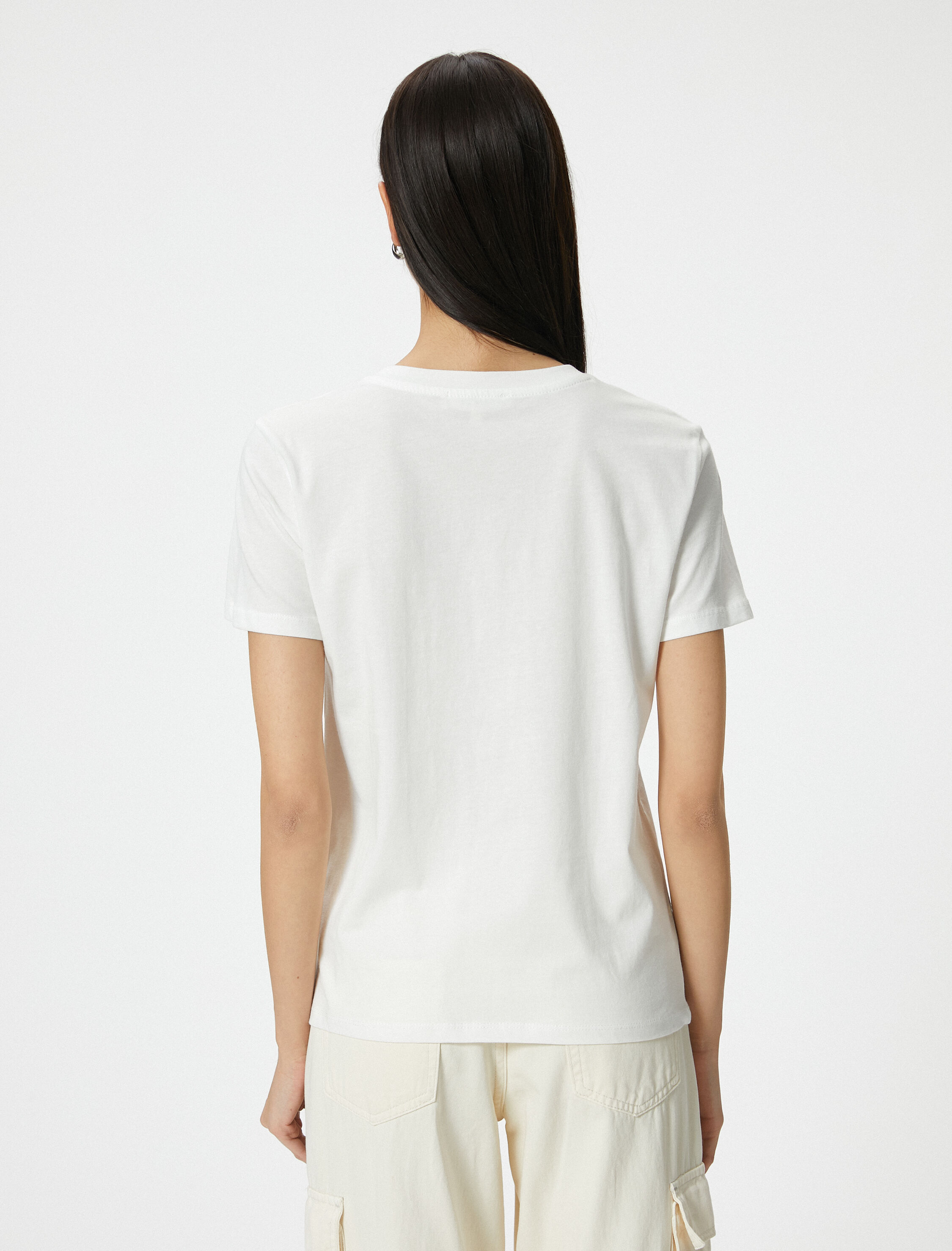   Leopar Baskılı Tişört Kısa Kollu Bisiklet Yaka Pamuklu