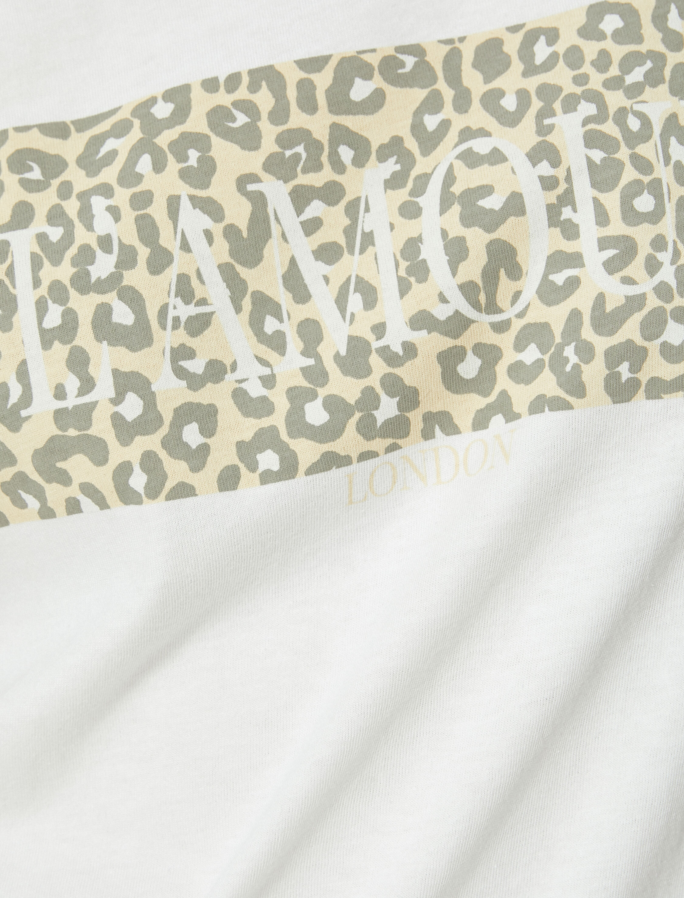   Leopar Baskılı Tişört Kısa Kollu Bisiklet Yaka Pamuklu