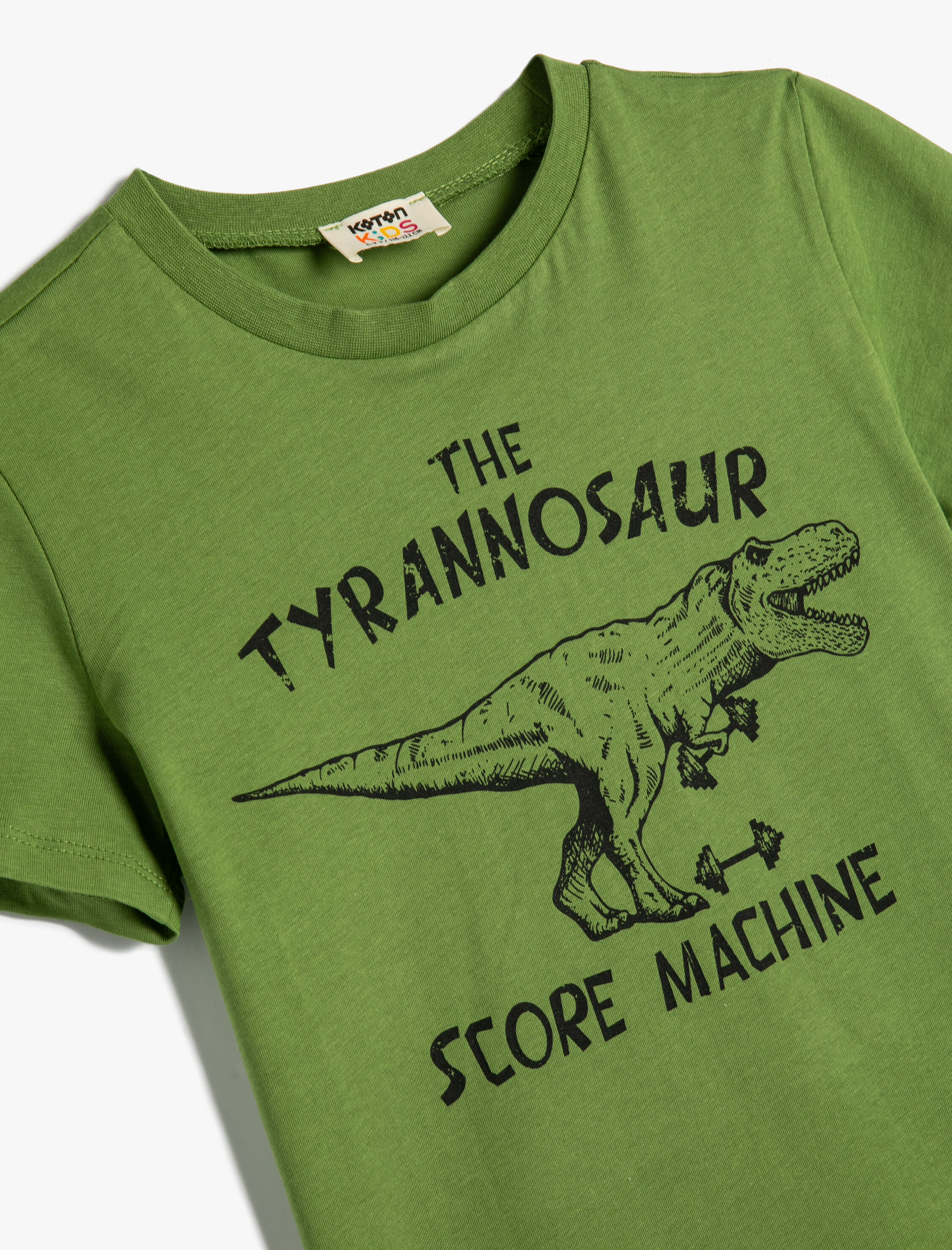  Erkek Çocuk Dinozorlu Tişört Kısa Kollu Bisiklet Yaka Pamuklu