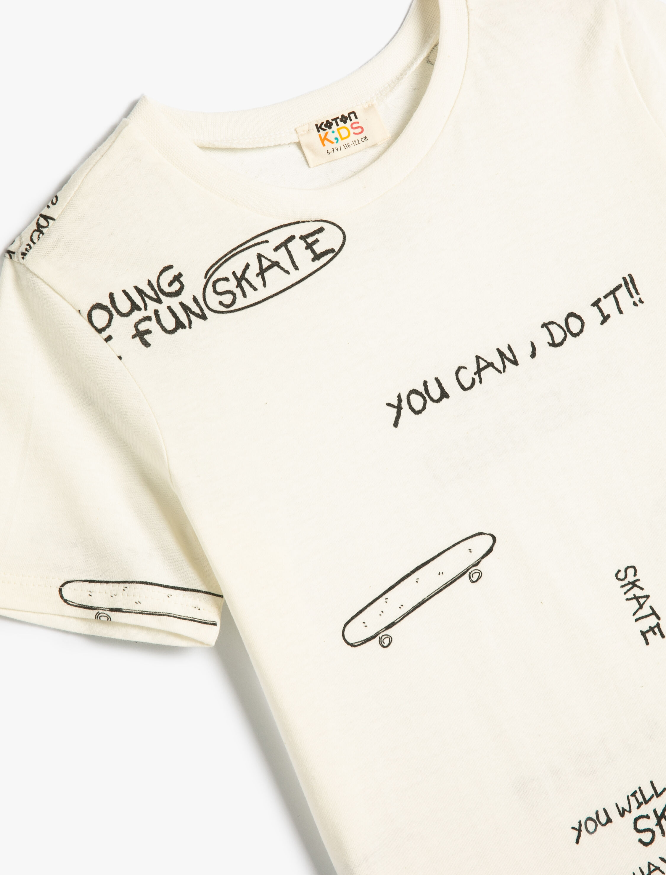  Erkek Çocuk Tişört Kaykay Baskılı Kısa Kollu Pamuklu