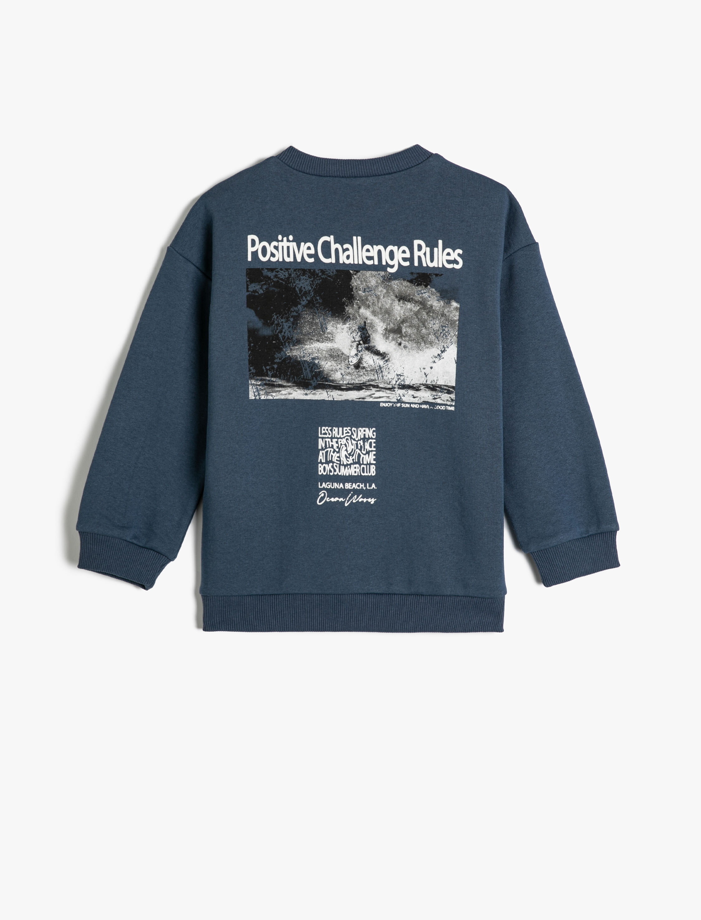  Erkek Çocuk Sweatshirt Arkası Baskılı Slogan Temalı Uzun Kollu