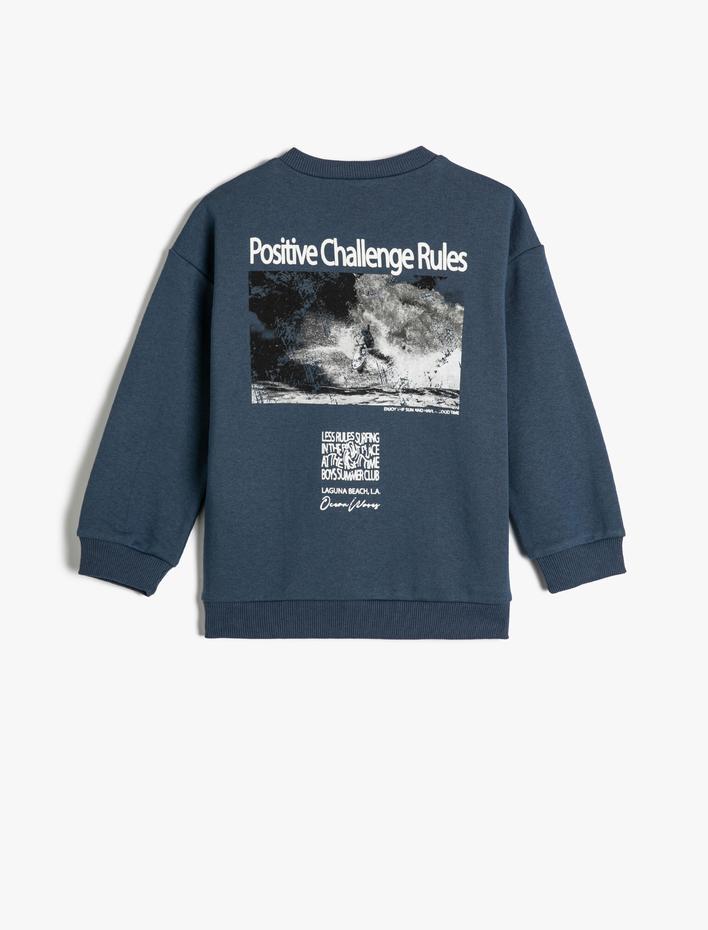 Erkek Çocuk Sweatshirt Arkası Baskılı Slogan Temalı Uzun Kollu