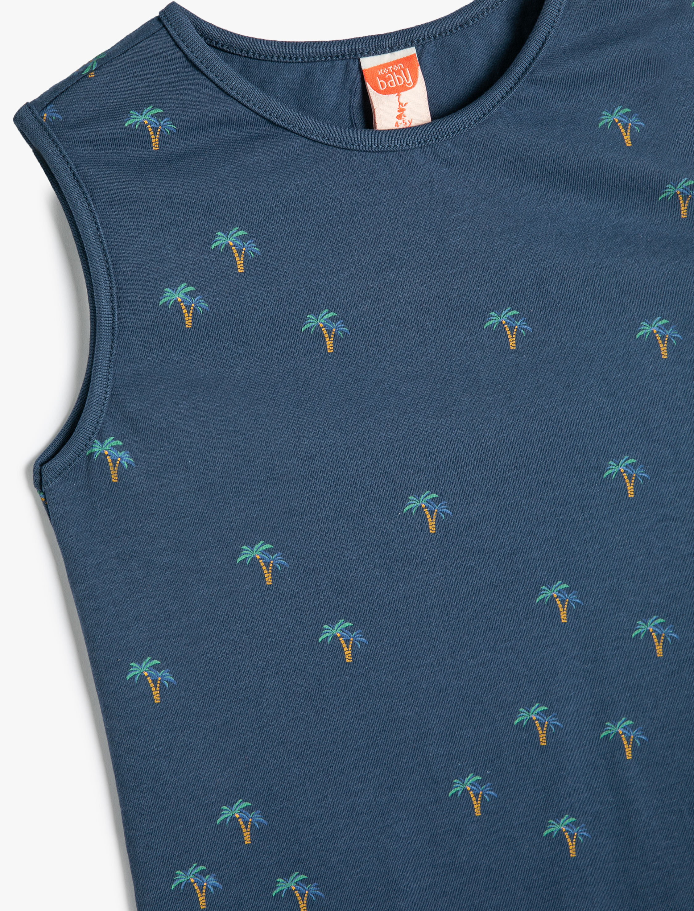 Erkek Bebek Palmiyeli Atlet Kolsuz Bisiklet Yaka Baskılı Pamuklu