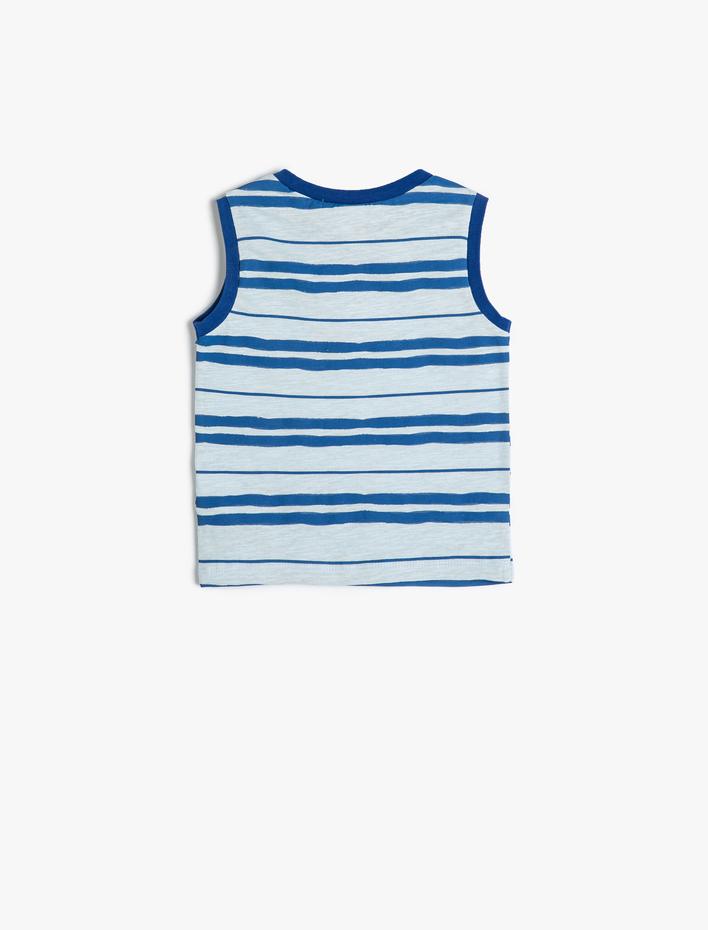 Erkek Bebek Atlet Kolsuz Bisiklet Yaka Baskılı Pamuklu