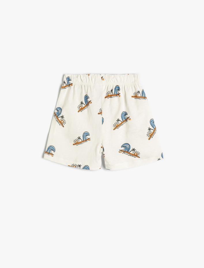 Erkek Bebek Şort Yaz Temalı Beli Bağlamalı Pamuklu