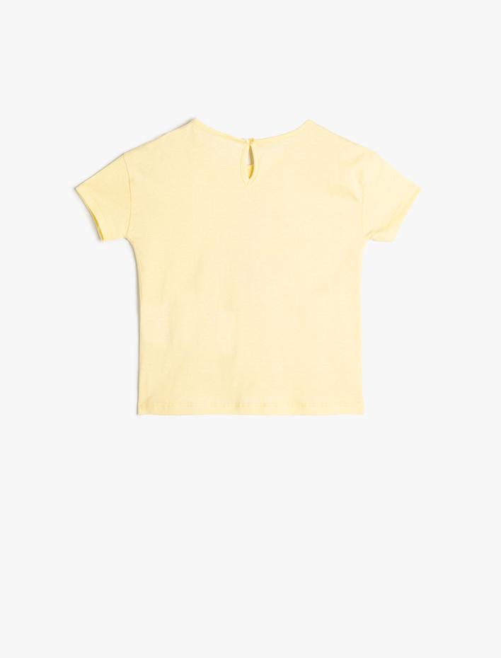 Kız Bebek Tişört Flamingo Baskılı Kısa Kollu Bisiklet Yaka Pamuklu