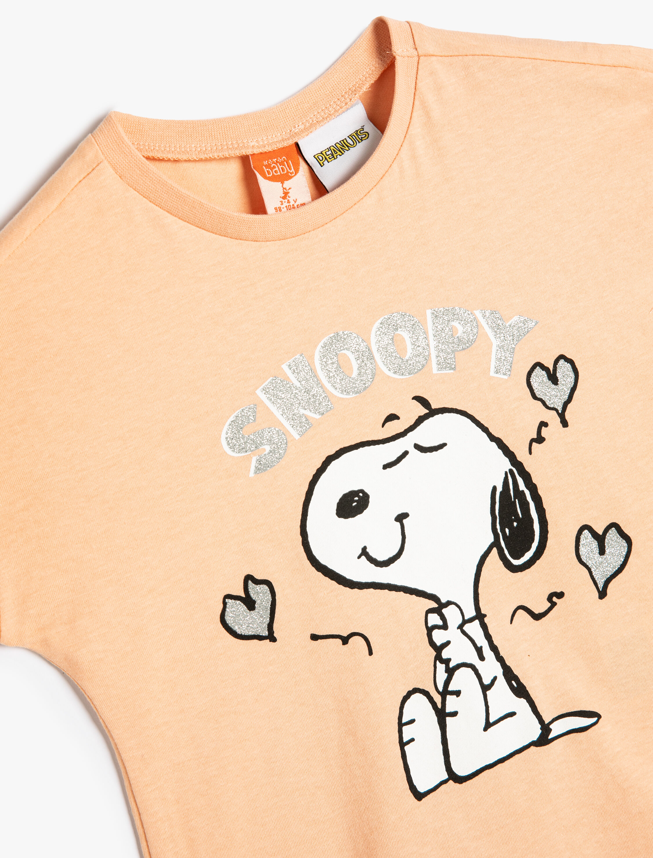  Kız Bebek Snoopy Tişört Lisanslı Kısa Kollu Bisiklet Yaka Pamuklu