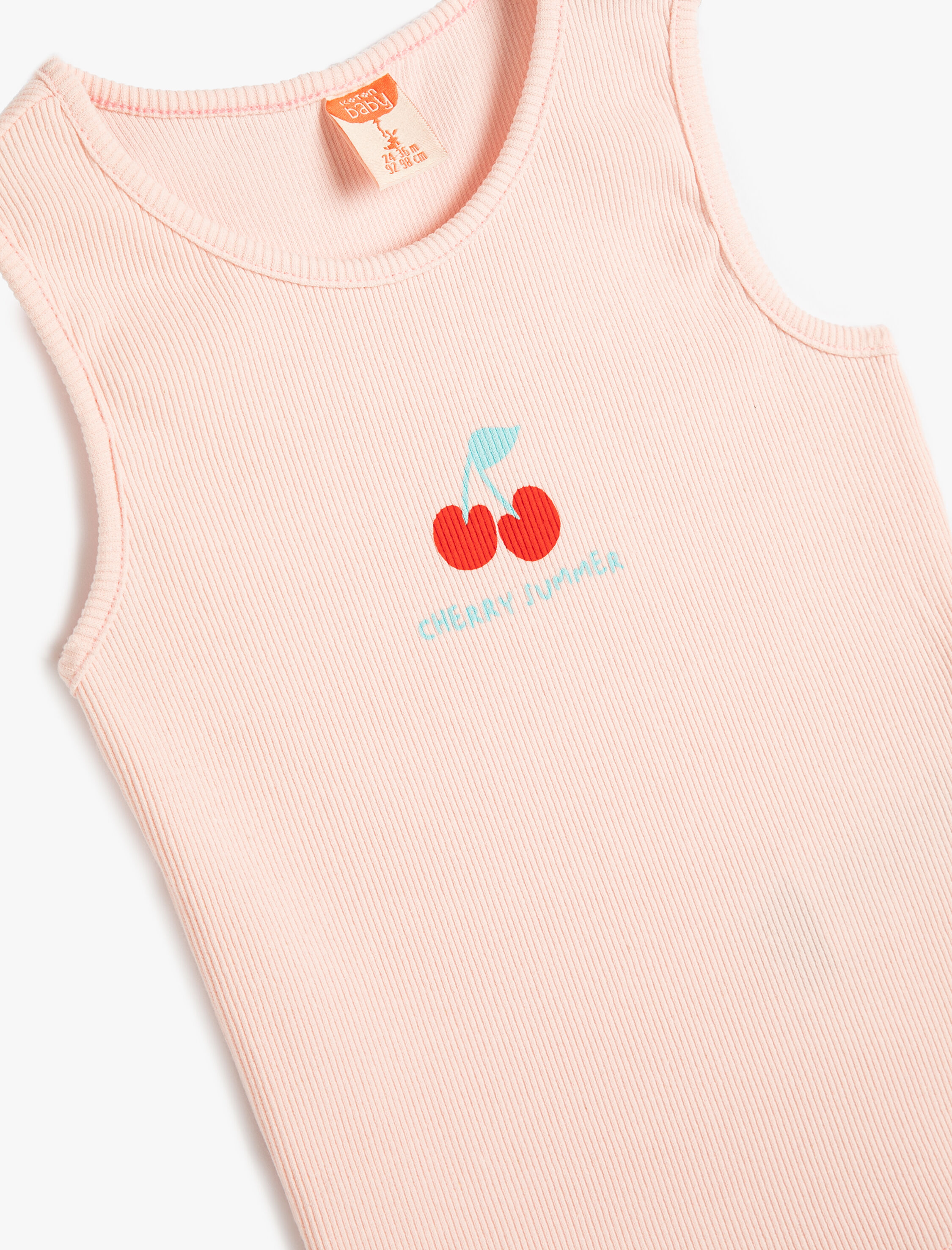  Kız Bebek Atlet Kolsuz Baskılı Ribanalı Pamuklu