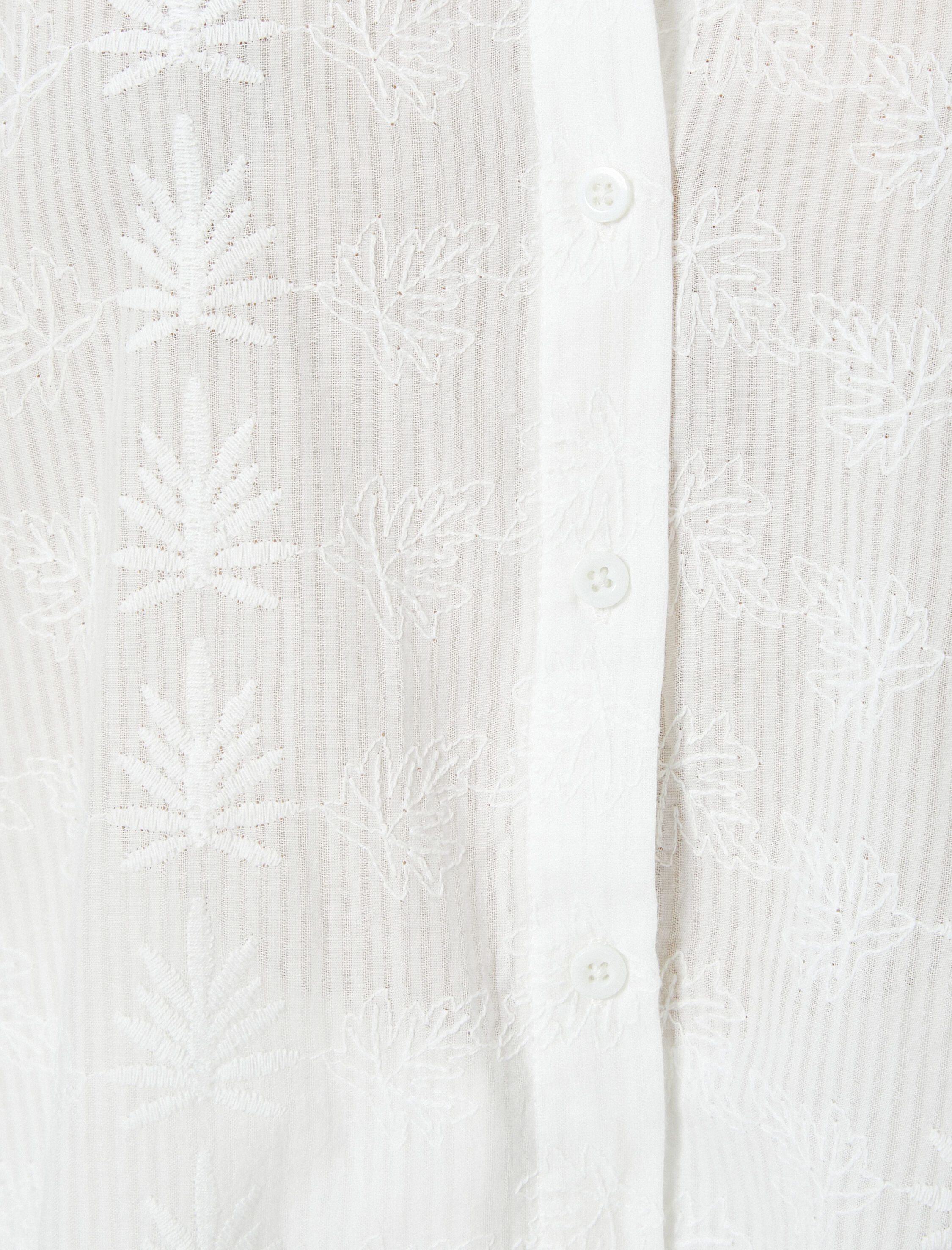   Oversize Gömlek Nakışlı Pamuklu Uzun Kollu Fistolu