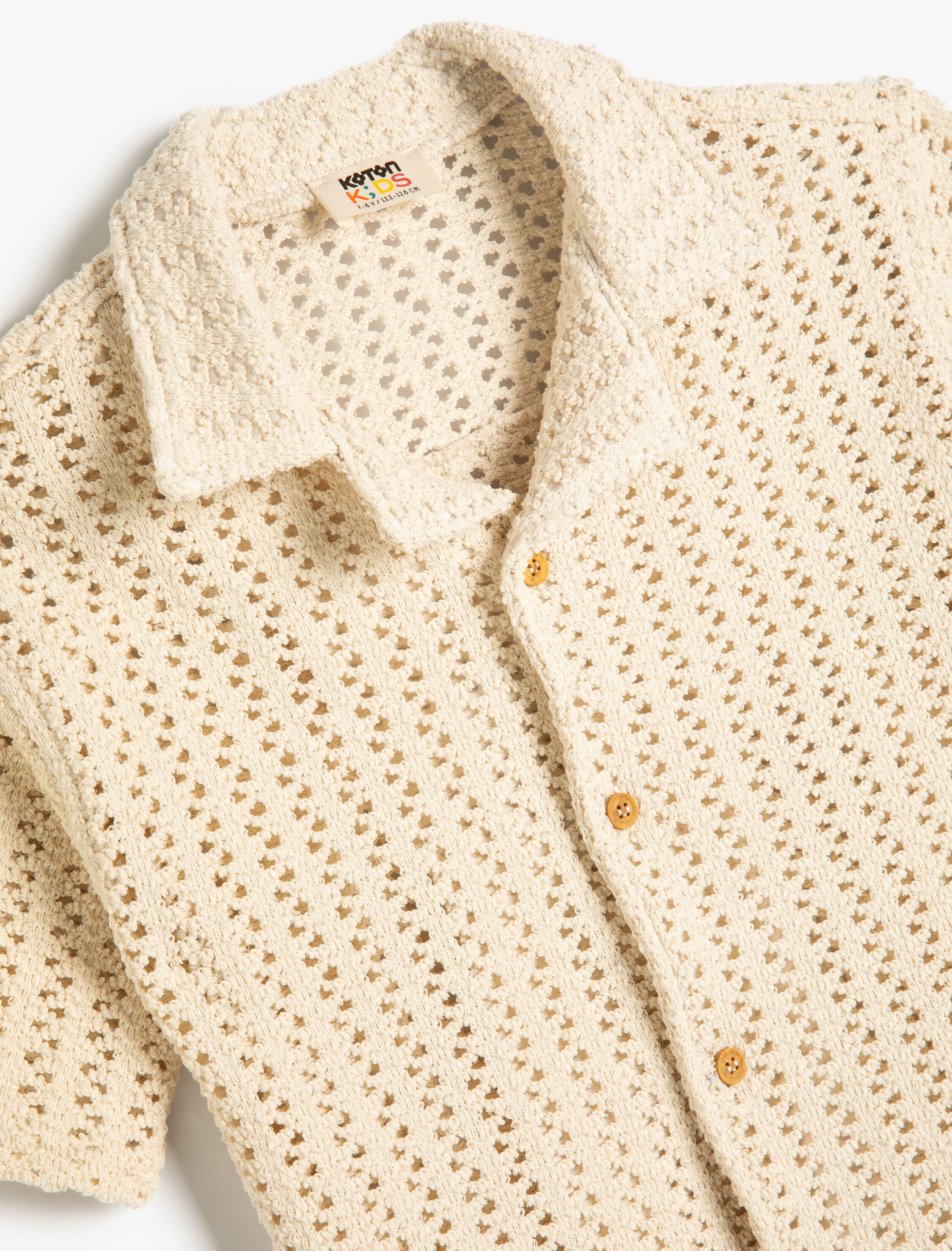  Erkek Çocuk Ajurlu Gömlek Kısa Kollu Düğmeli