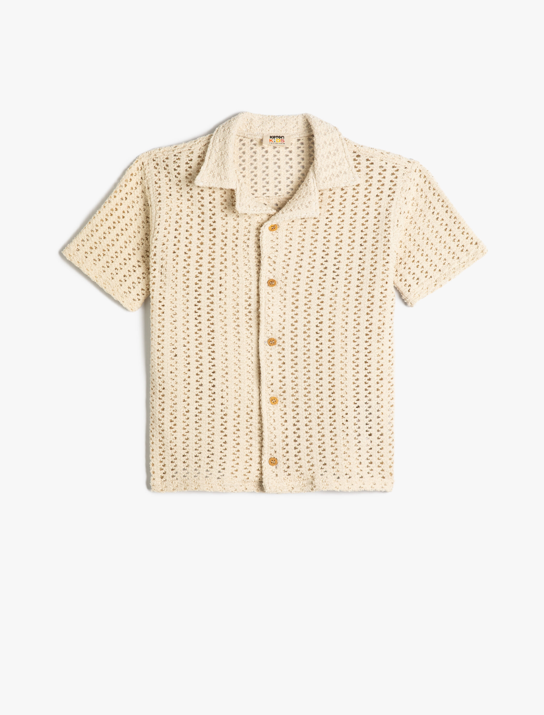  Erkek Çocuk Ajurlu Gömlek Kısa Kollu Düğmeli